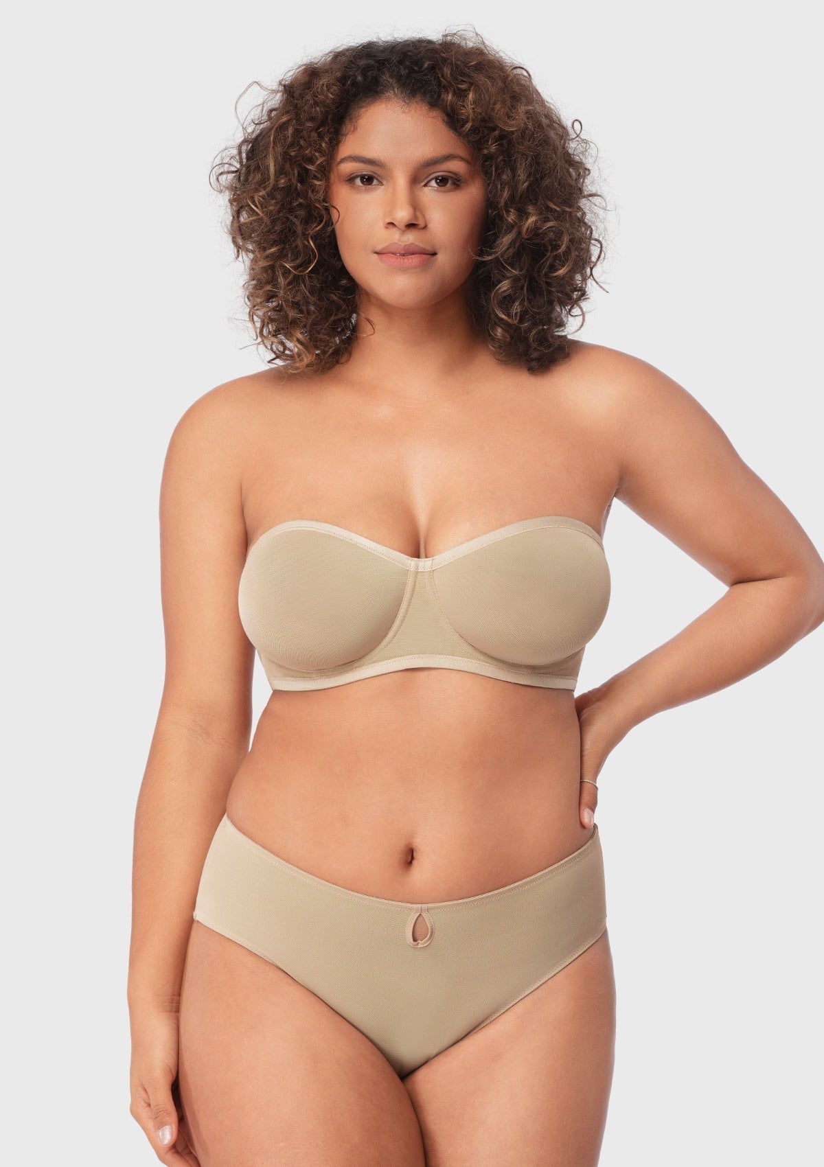 Bella Sheer Mesh Unlined Underwire Strapless Balconette Bra - HSIA
