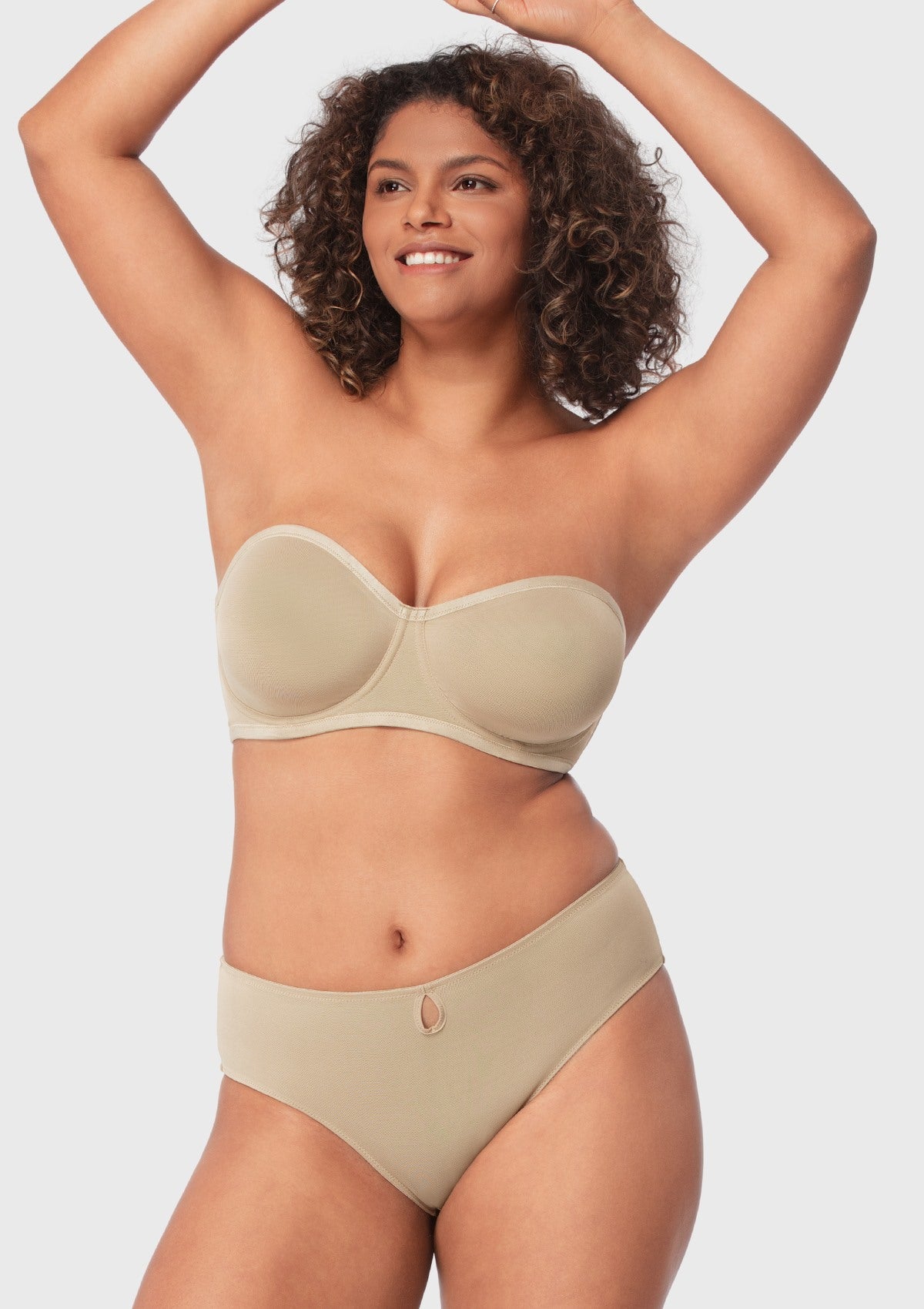 Bella Sheer Mesh Unlined Underwire Strapless Balconette Bra - HSIA