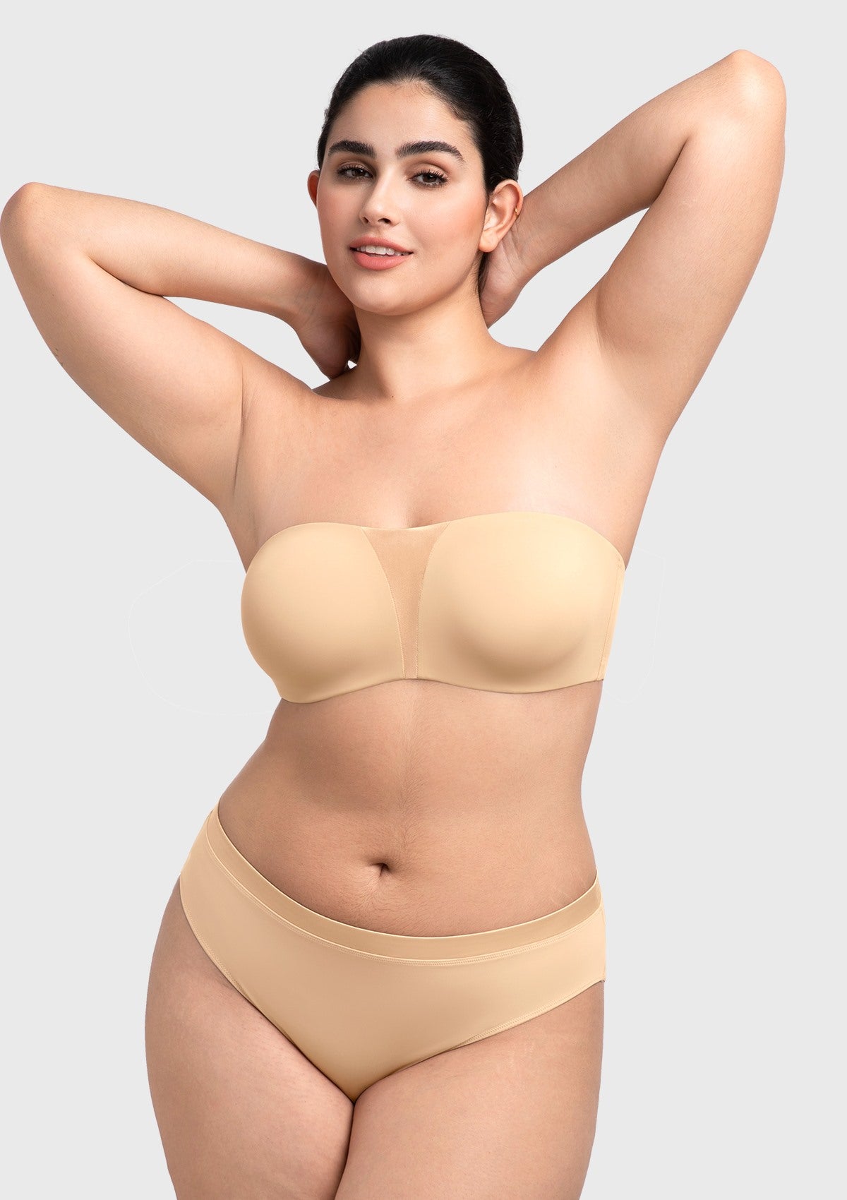 Fiery Unlined Seamless Comfort Underwire Plus Size Bandeau Strapless Coffee Bra