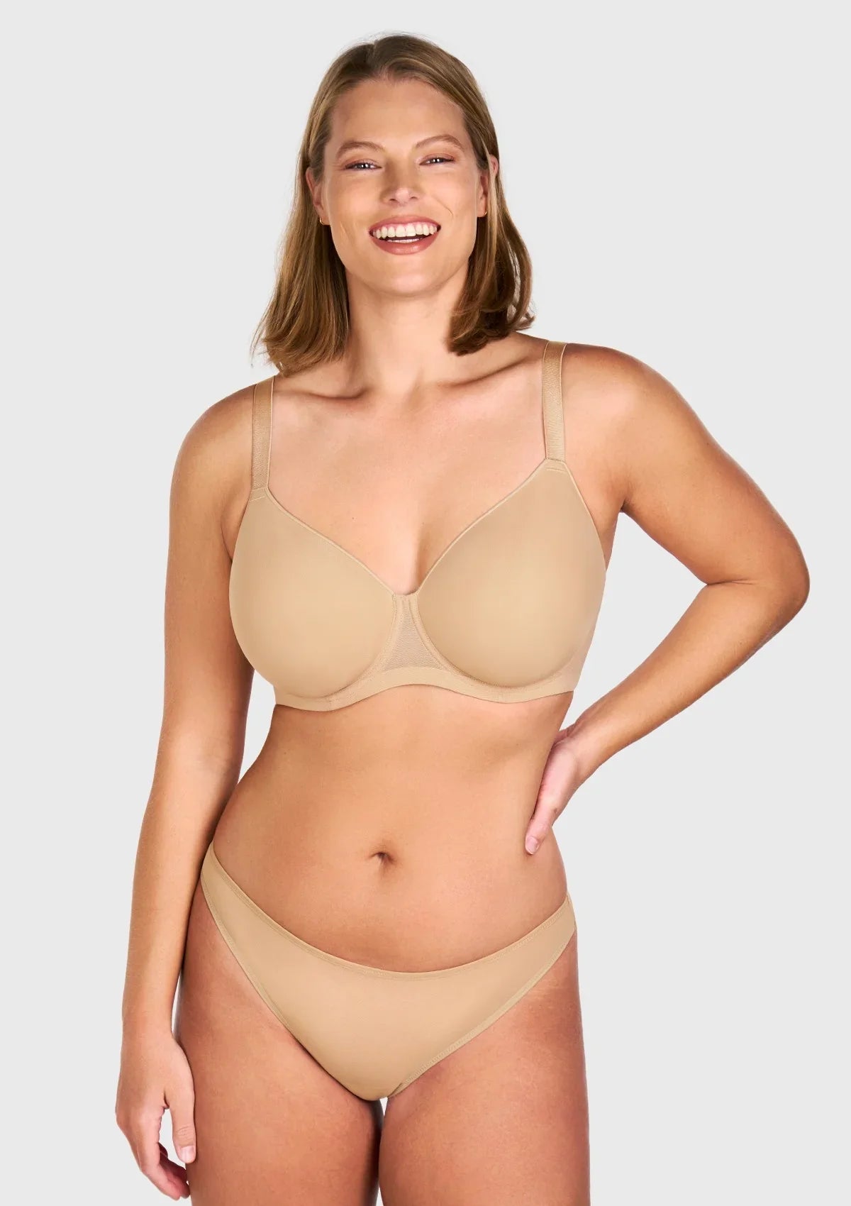 AirMesh Full Coverage Smooth Mesh Lightly Padded Lined Underwire T-Shirt Bra - HSIA
