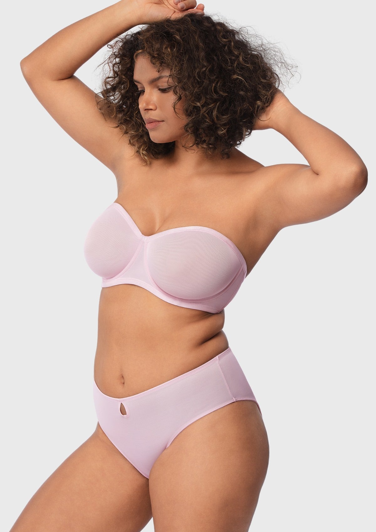 Bella Sheer Mesh Unlined Underwire Strapless Balconette Bra - HSIA