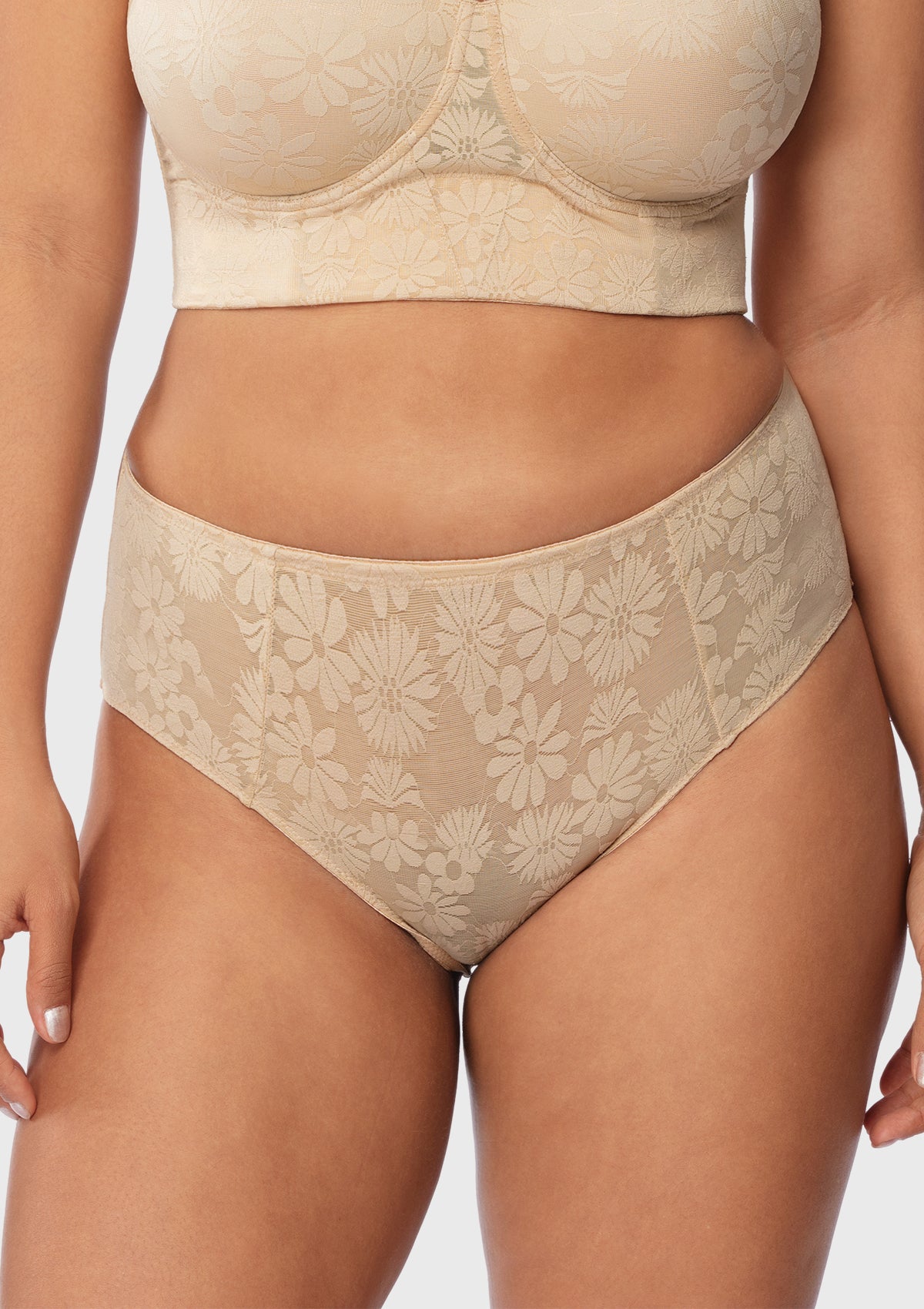 Daisy High-Rise Soft Comfort Natural Nude Lace Brief Underwear - HSIA