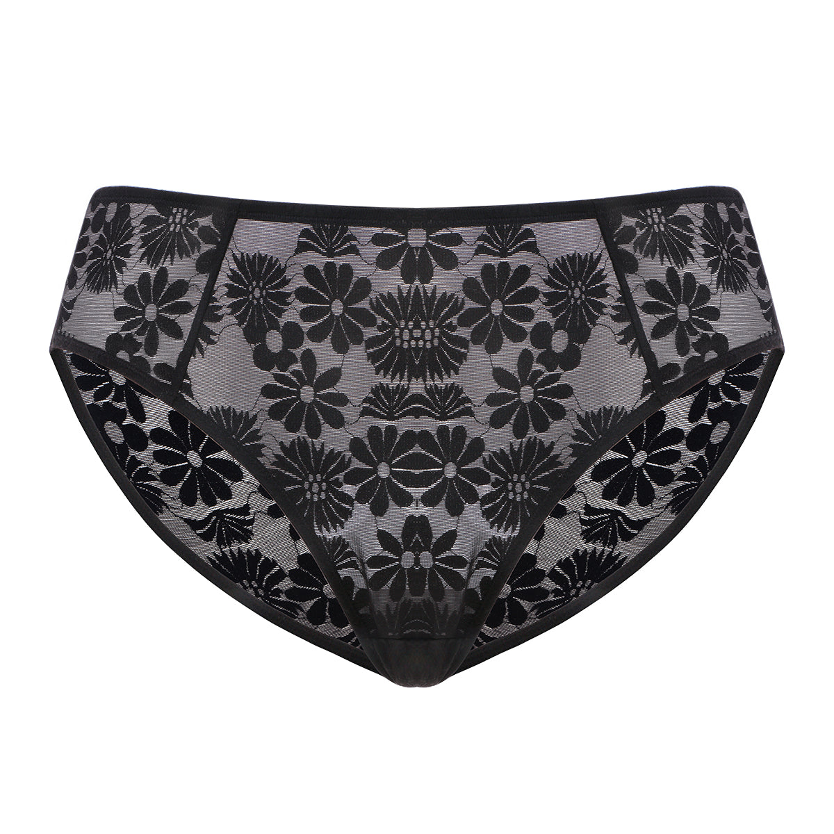Daisy High-Rise Soft Comfort Black Lace Brief Underwear - HSIA