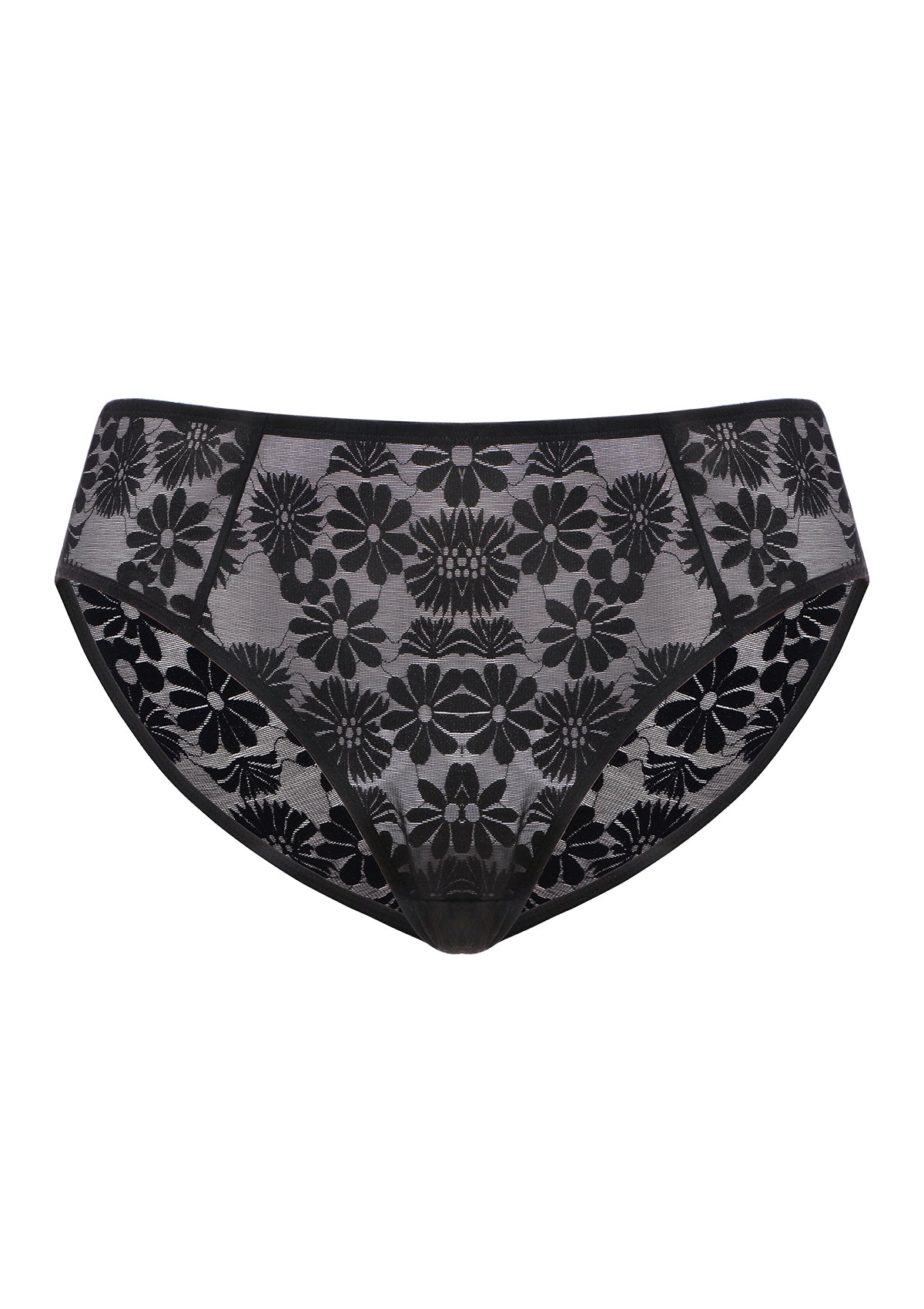 Daisy High-Rise Soft Comfort Black Lace Brief Underwear - HSIA