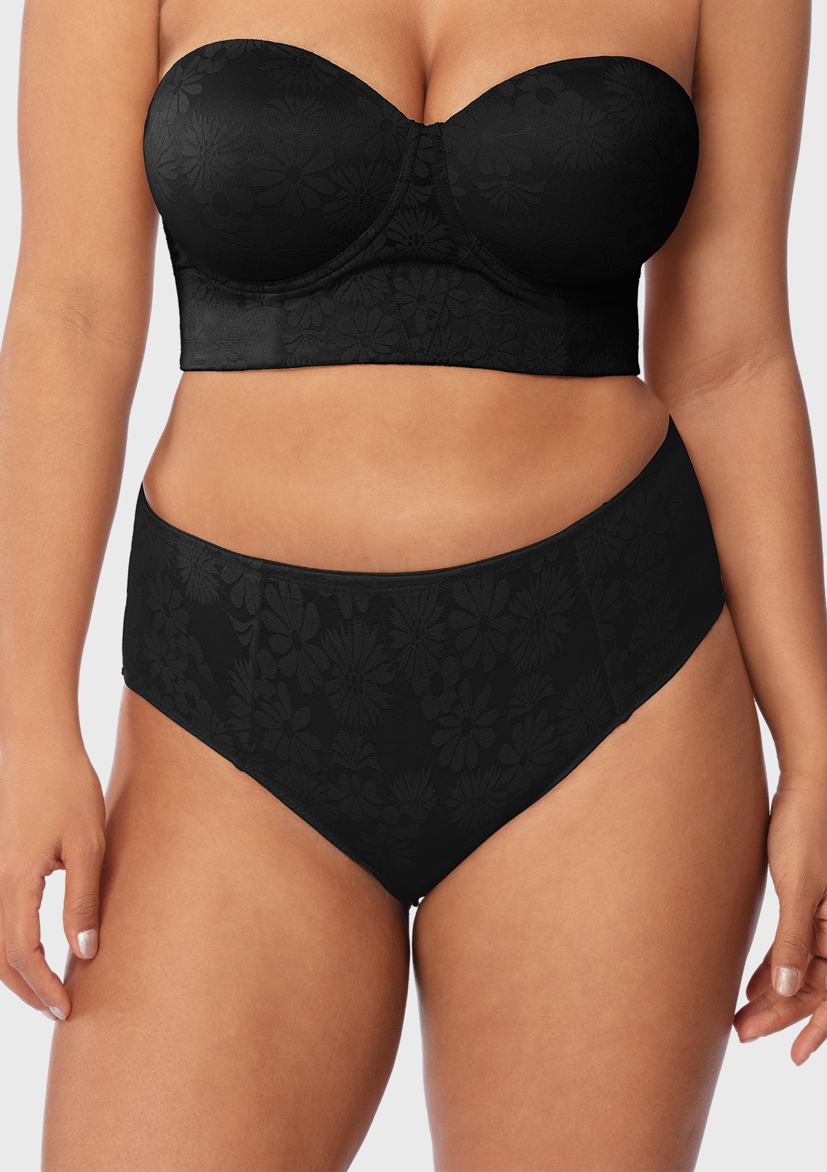 Daisy High-Rise Soft Comfort Black Lace Brief Underwear - HSIA