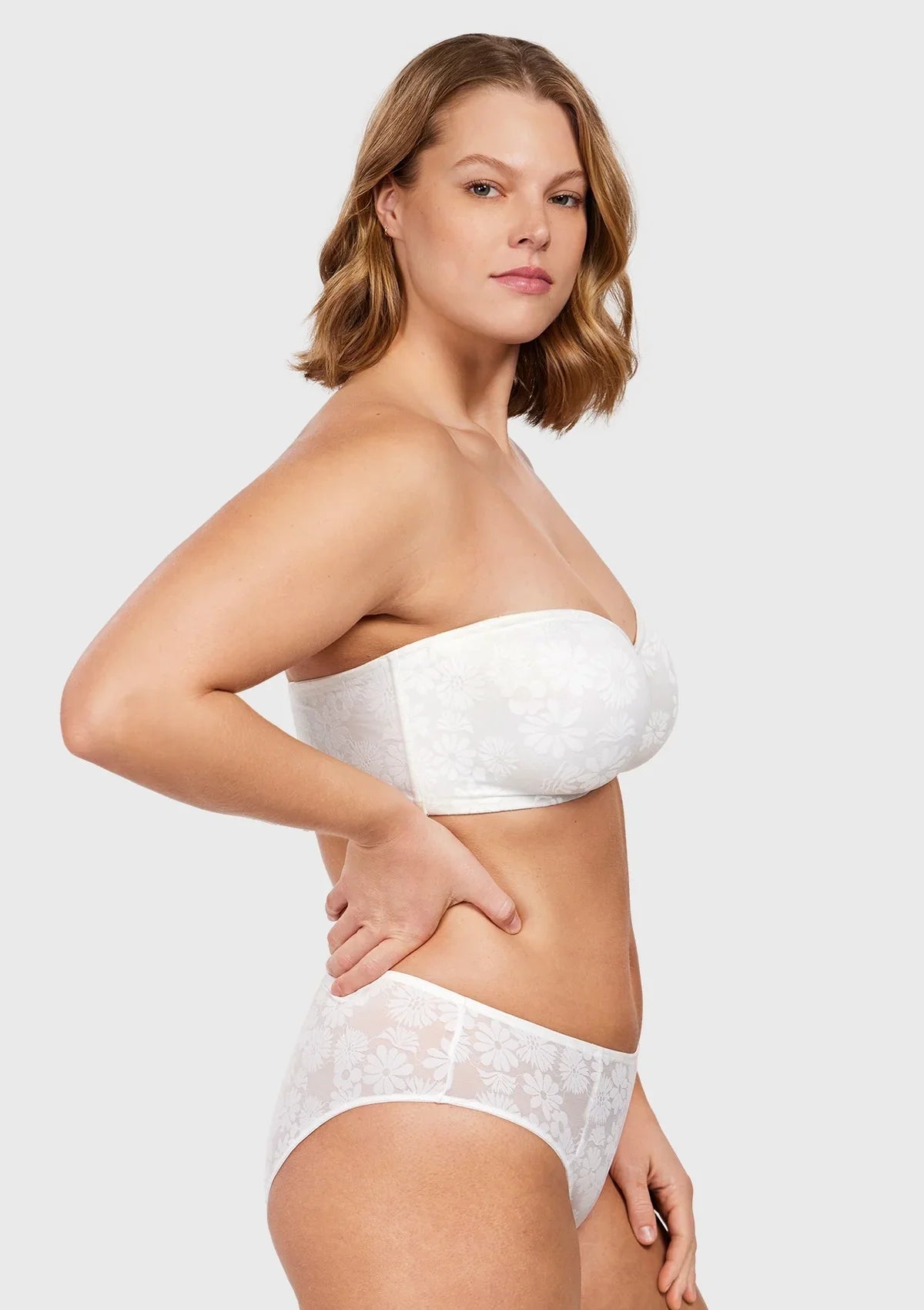 Daisy Lace Non-padded Strapless Minimizer Underwire Bra - HSIA