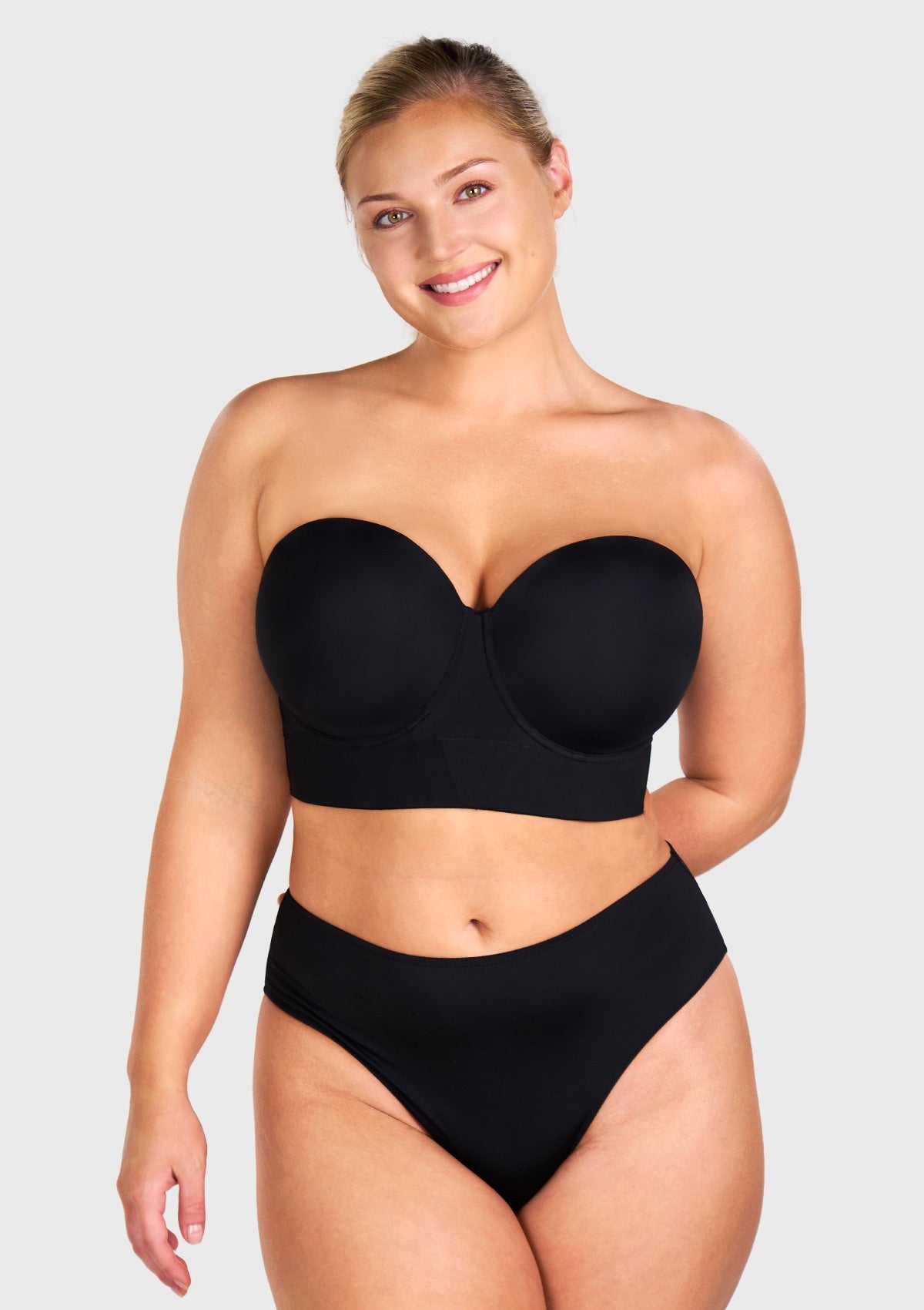 Daisy Smooth Lace Lightly Padded Longline Underwire Strapless Balconette Bra - HSIA