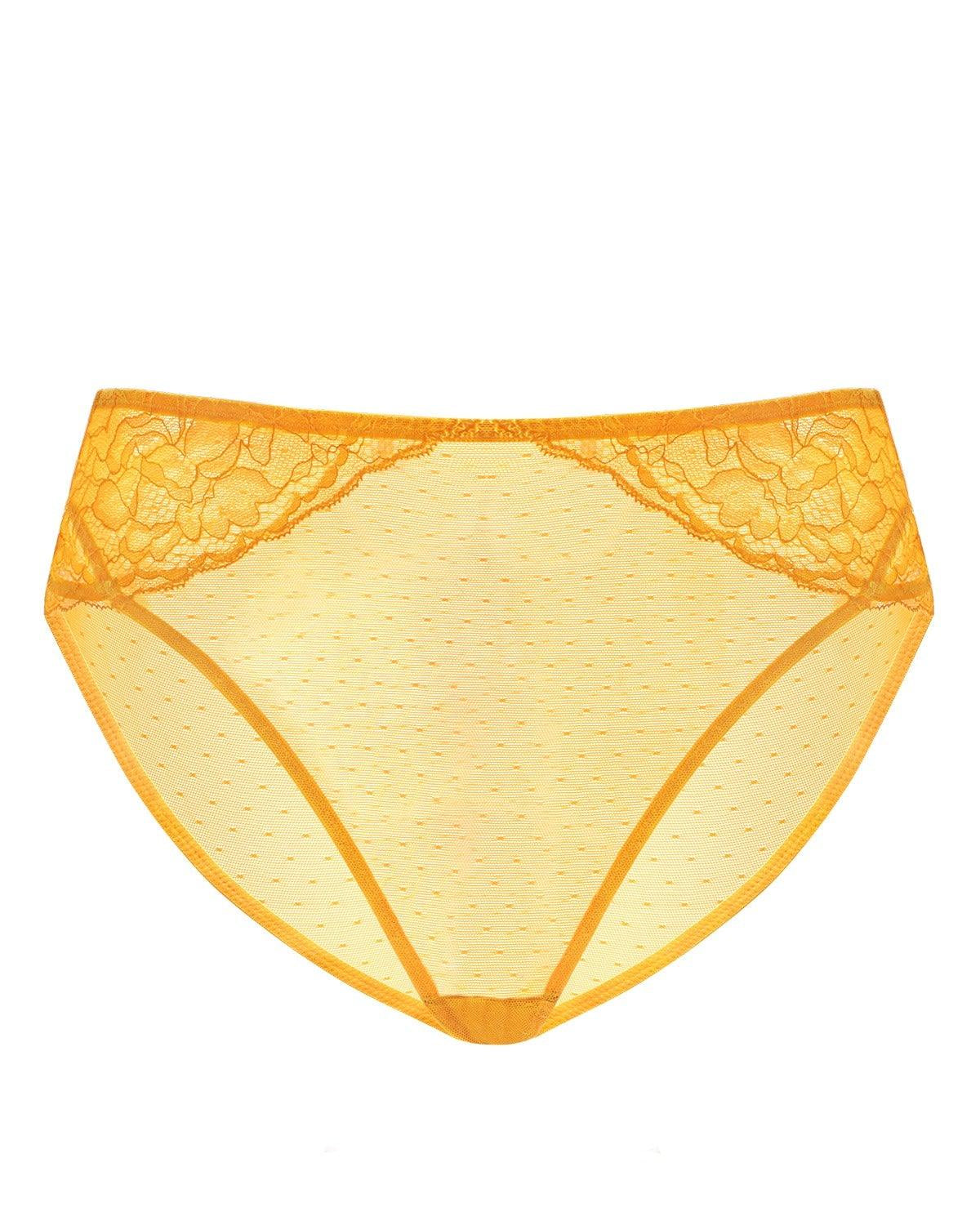 Enchante High-Rise Cadmium Yellow Mesh Brief Underwear - HSIA