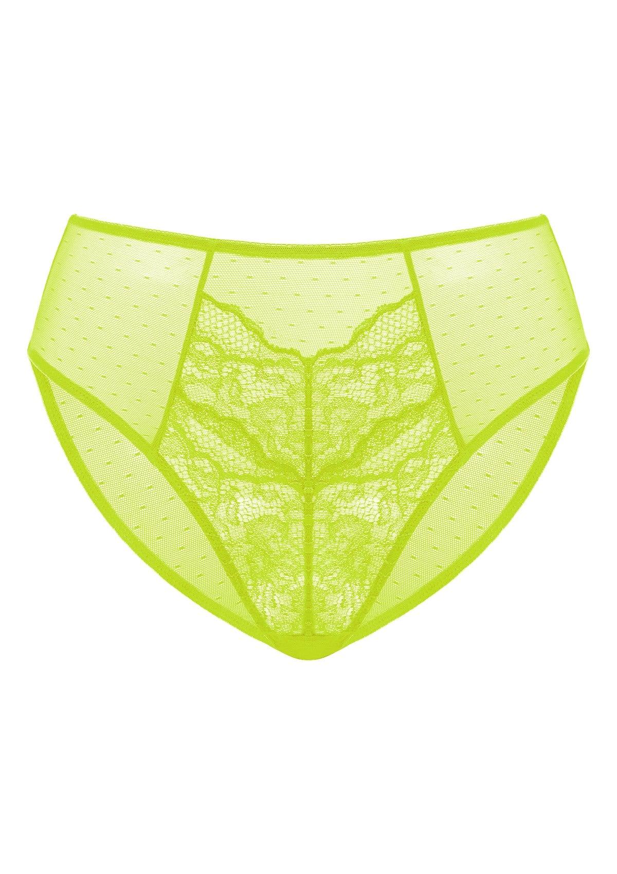 Enchante High-Rise Lime Green Lace Brief Underwear - HSIA