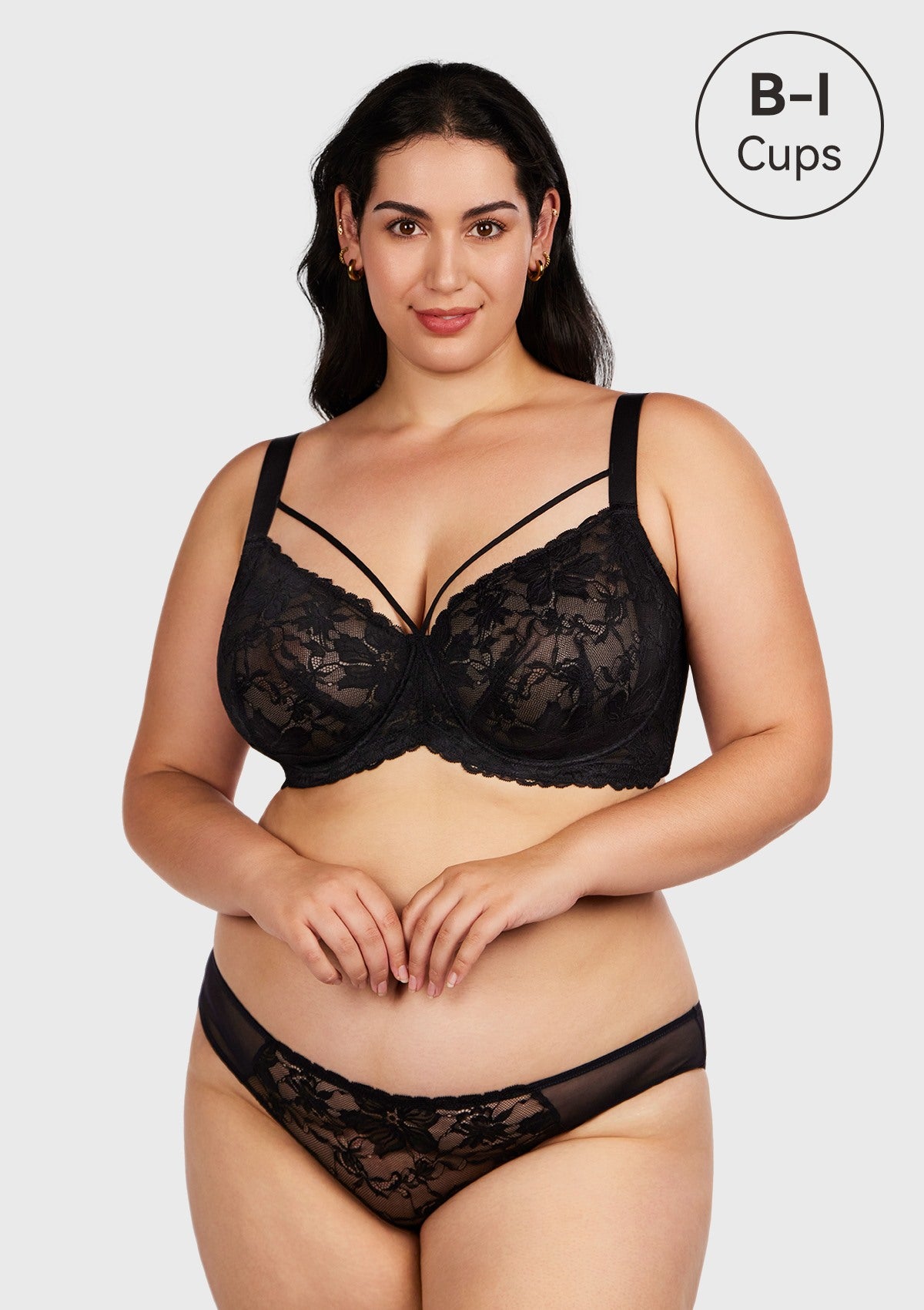 Pretty In Petals Black Unlined Strappy Lace Bra - HSIA