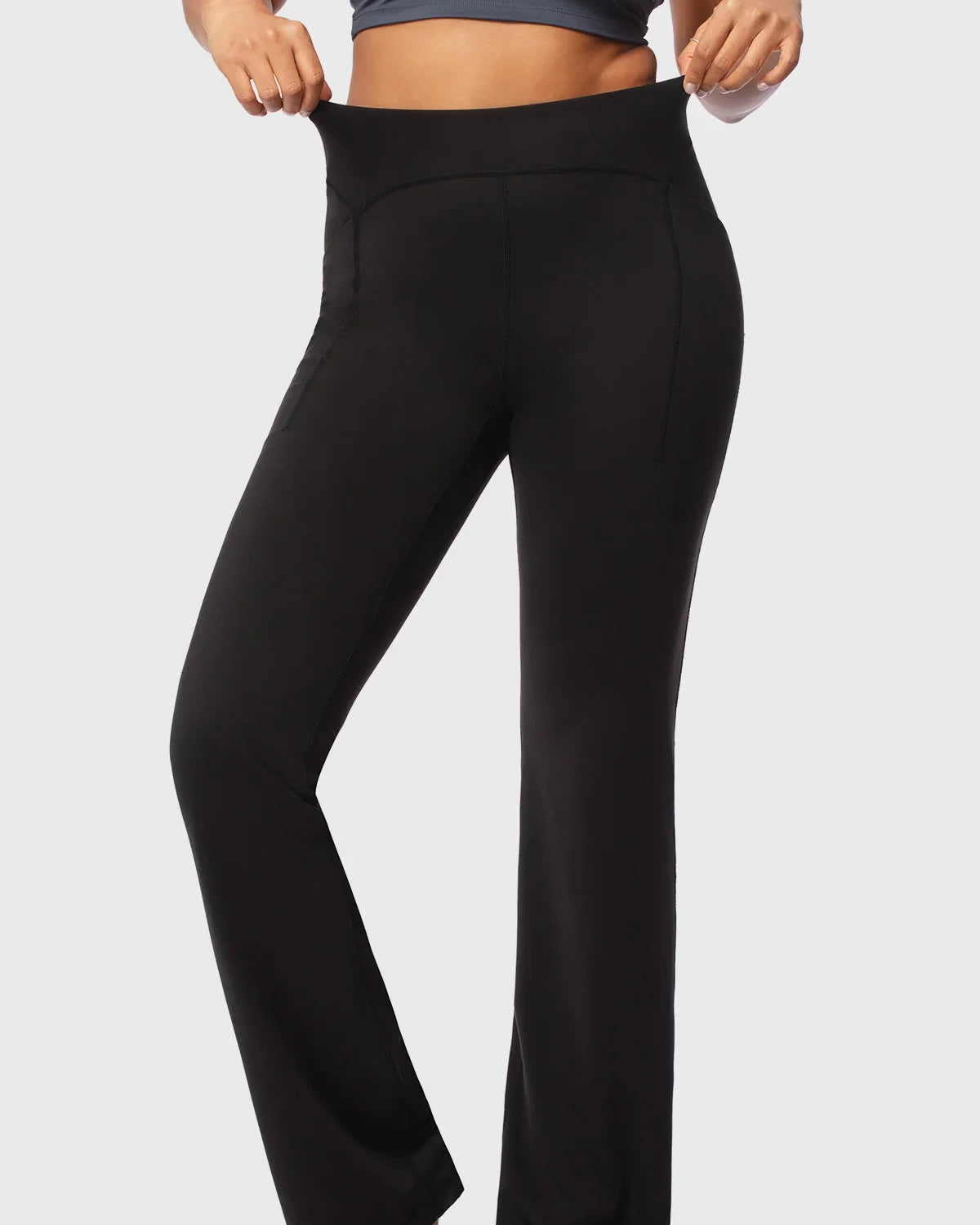 LEAPX High-Waisted Stretch Bootcut Yoga Pants Workout Leggings With Pockets - HSIA