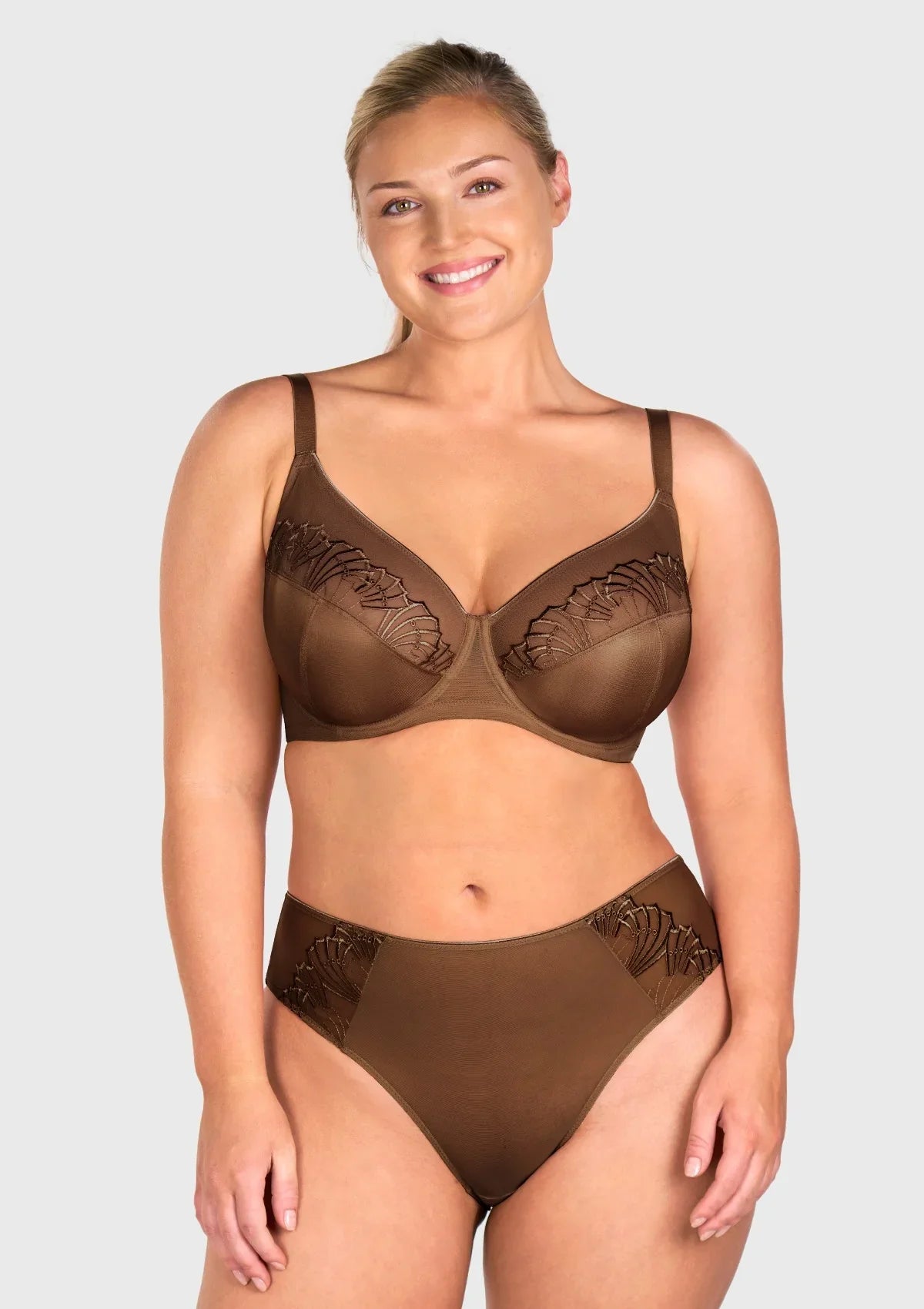 HSlA Pearl Shimmer Unlined Plus Size Full Coverage Underwire Comfortable Bra - HSIA