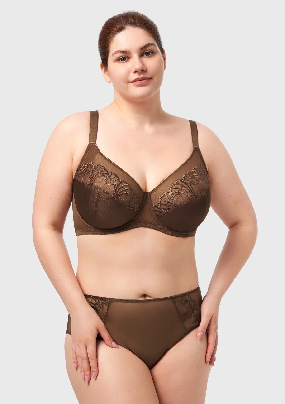 HSlA Pearl Shimmer Unlined Plus Size Full Coverage Underwire Comfortable Bra - HSIA