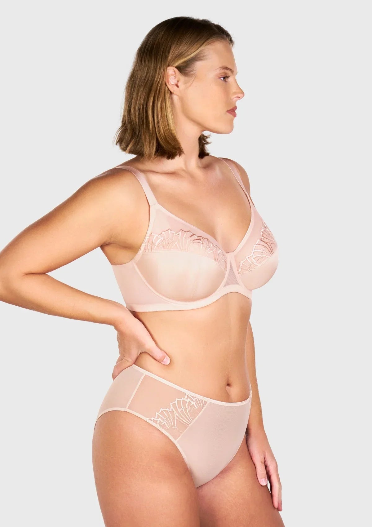 HSlA Pearl Shimmer Unlined Plus Size Full Coverage Underwire Comfortable Bra - HSIA