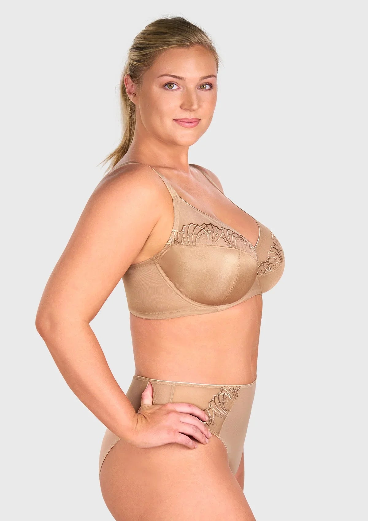 HSlA Pearl Shimmer Unlined Plus Size Full Coverage Underwire Comfortable Bra - HSIA
