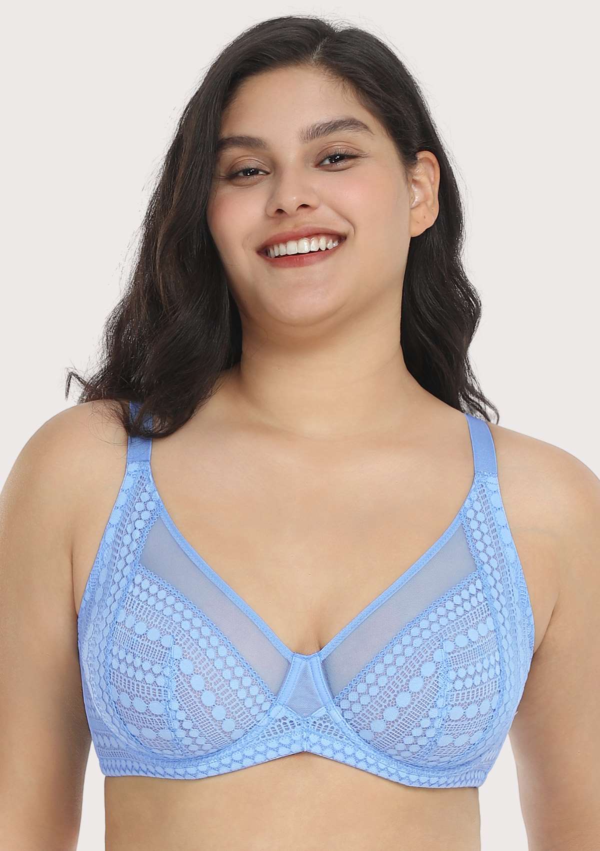 Heroine Polka Dot Sexy Lace Unlined Bra - HSIA