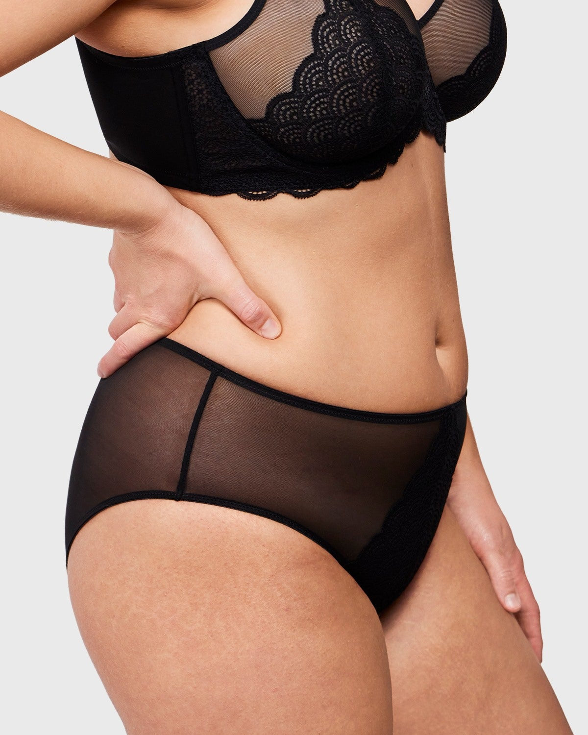 Songful Mermaid High-Rise Black Lace Brief Underwear - HSIA