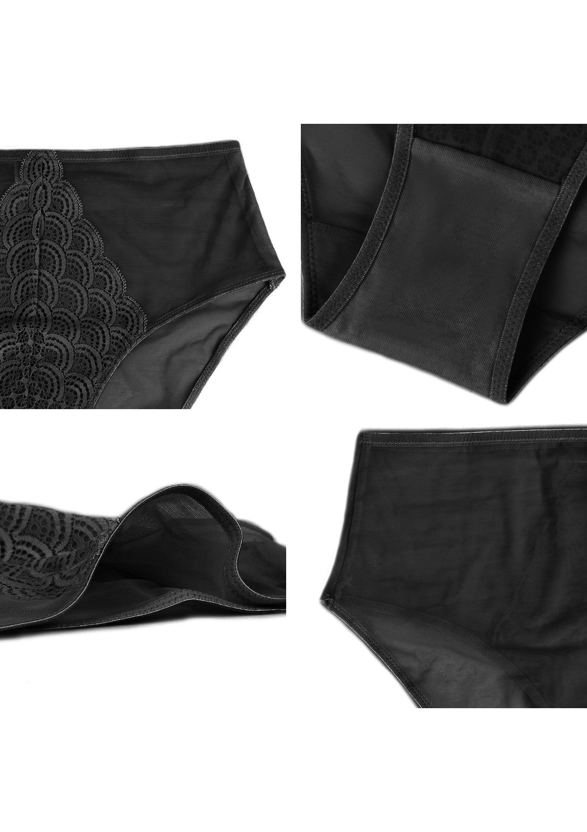 Songful Mermaid High-Rise Black Lace Brief Underwear - HSIA