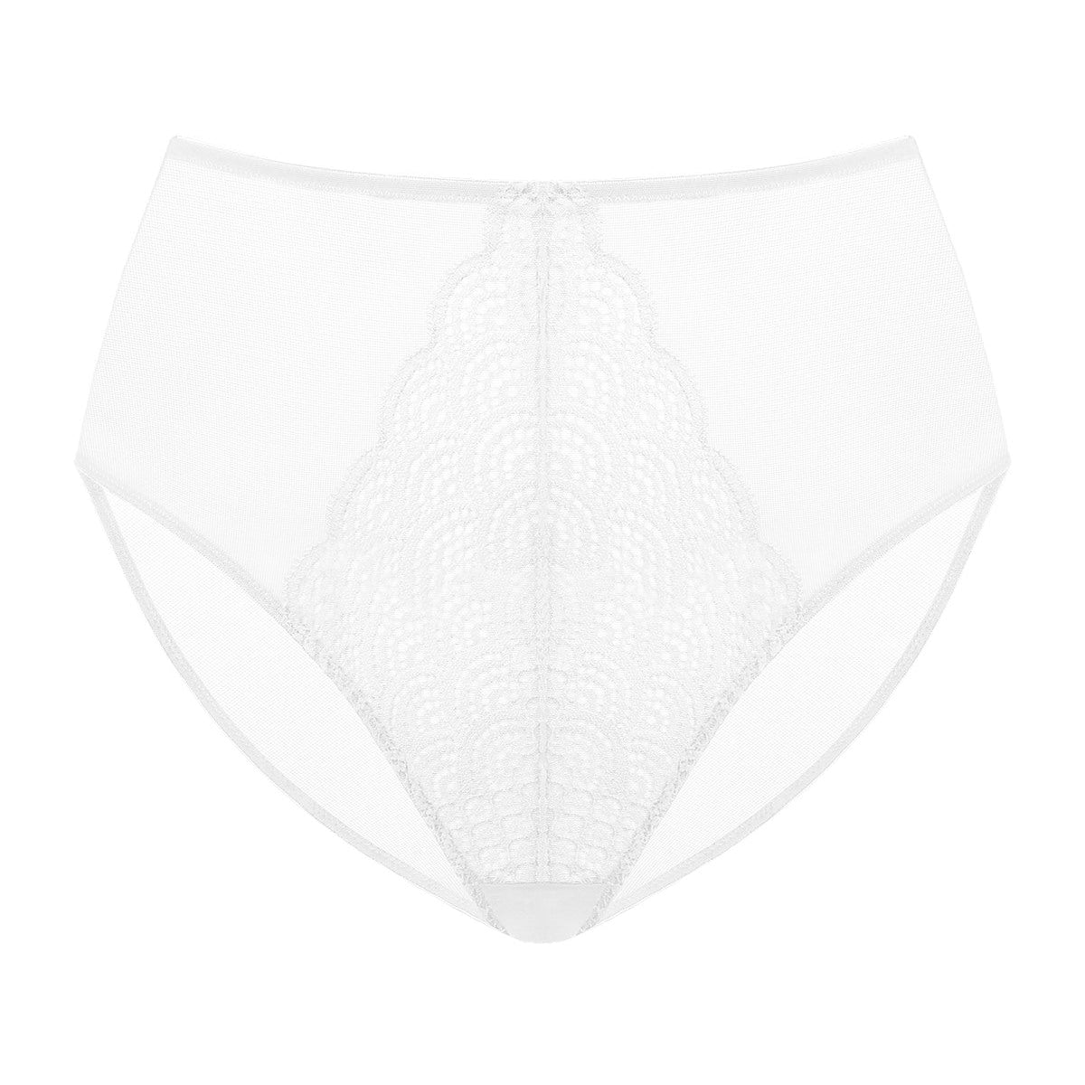 Mermaid High-Rise White Lace Brief Underwear - HSIA