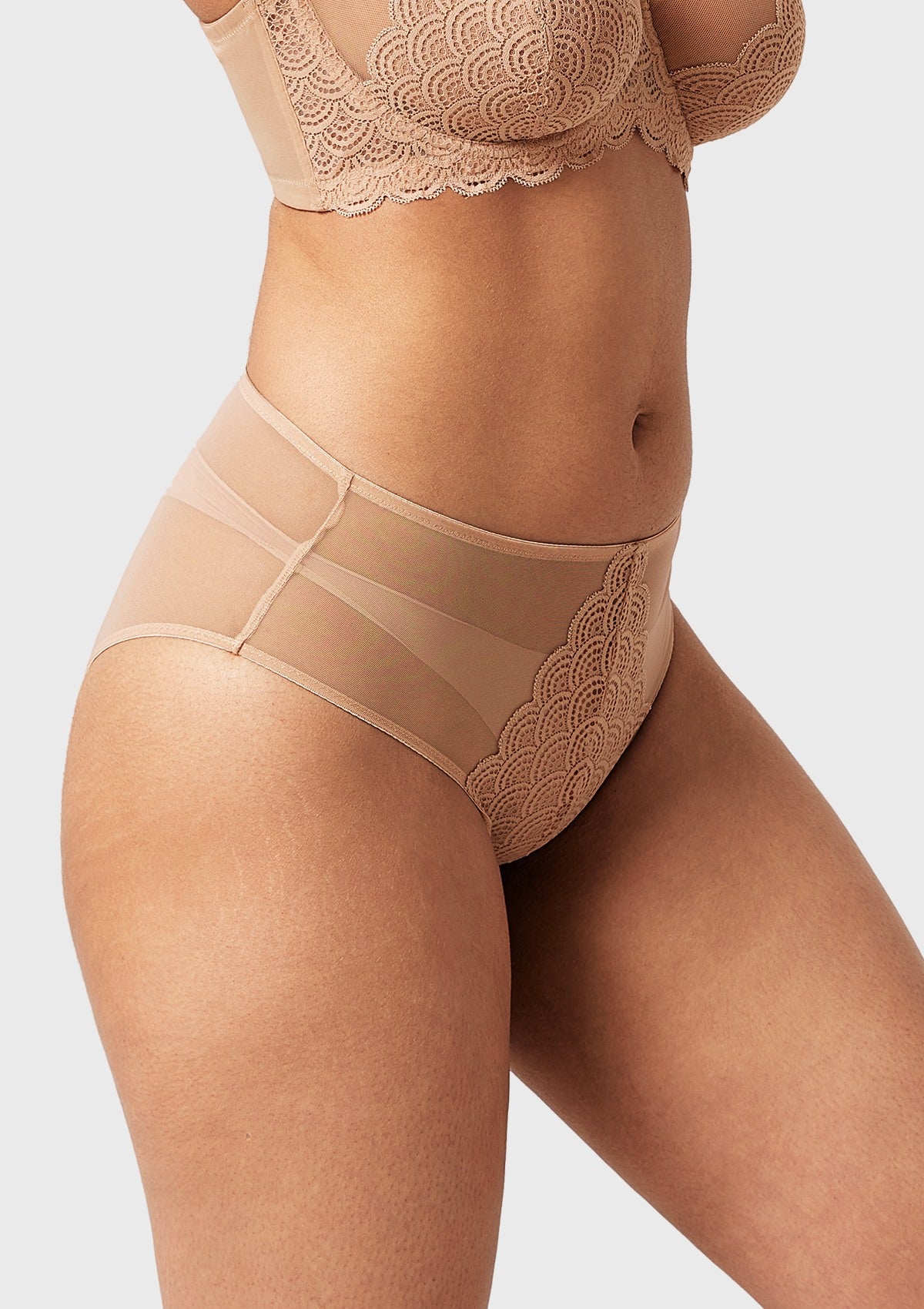 Mermaid High-Rise Natural Nude Lace Brief Underwear - HSIA