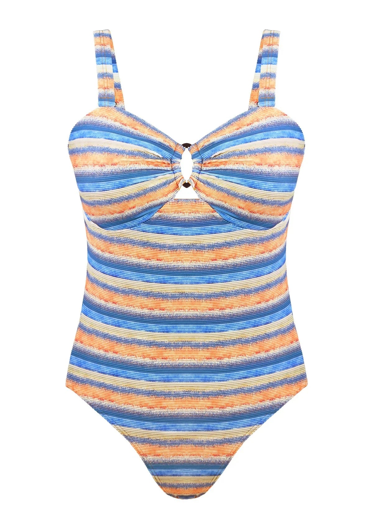 Multiway Multi-colored Striped One-piece Swimsuit - HSIA