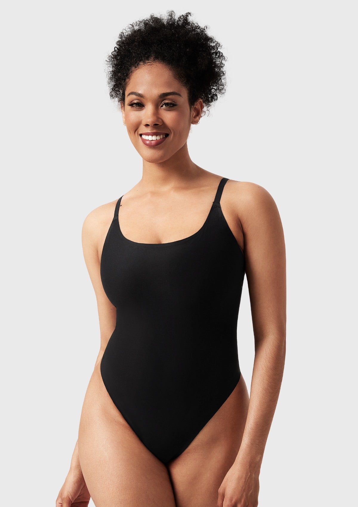 Seamless Comfort Square Neck Sleeveless Bodysuit Backless High Cut Thong Tank Tops - HSIA