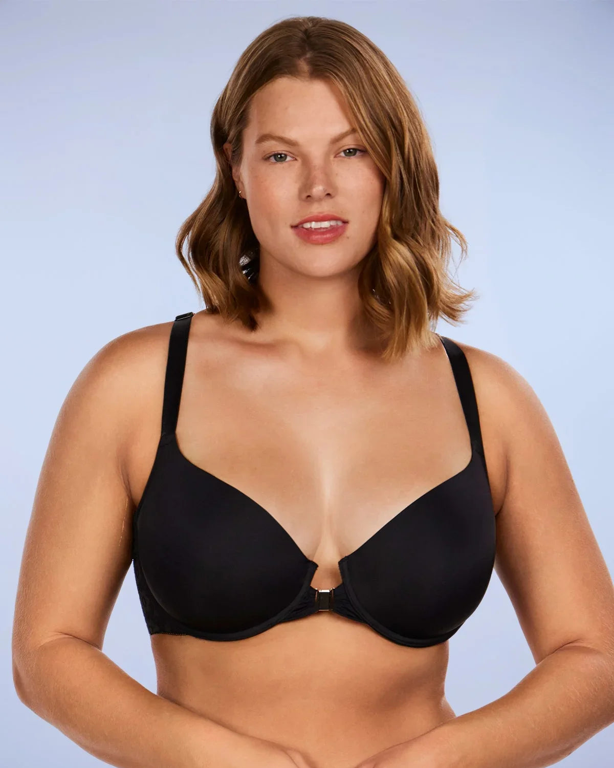 Serena Front-Close Lace-Back Black Underwire Bra - HSIA