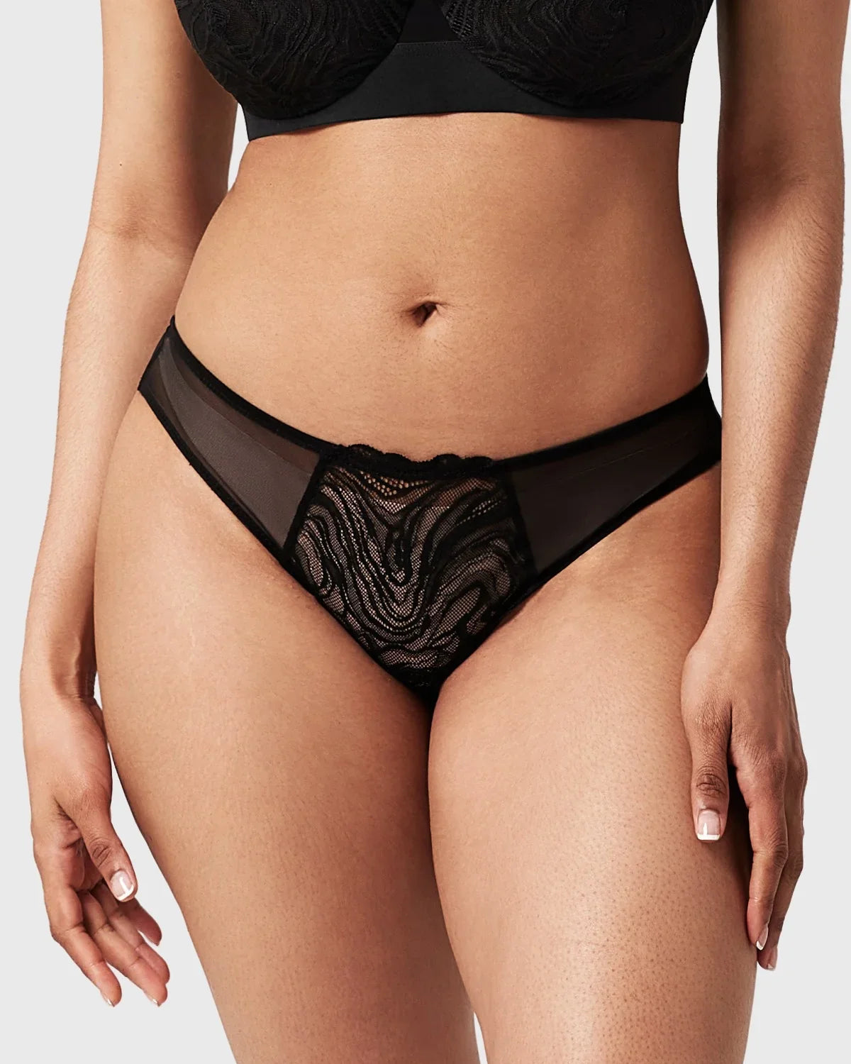 Serenata Floral High-Rise Sheer Mesh Lace Bikini Undewear - HSIA
