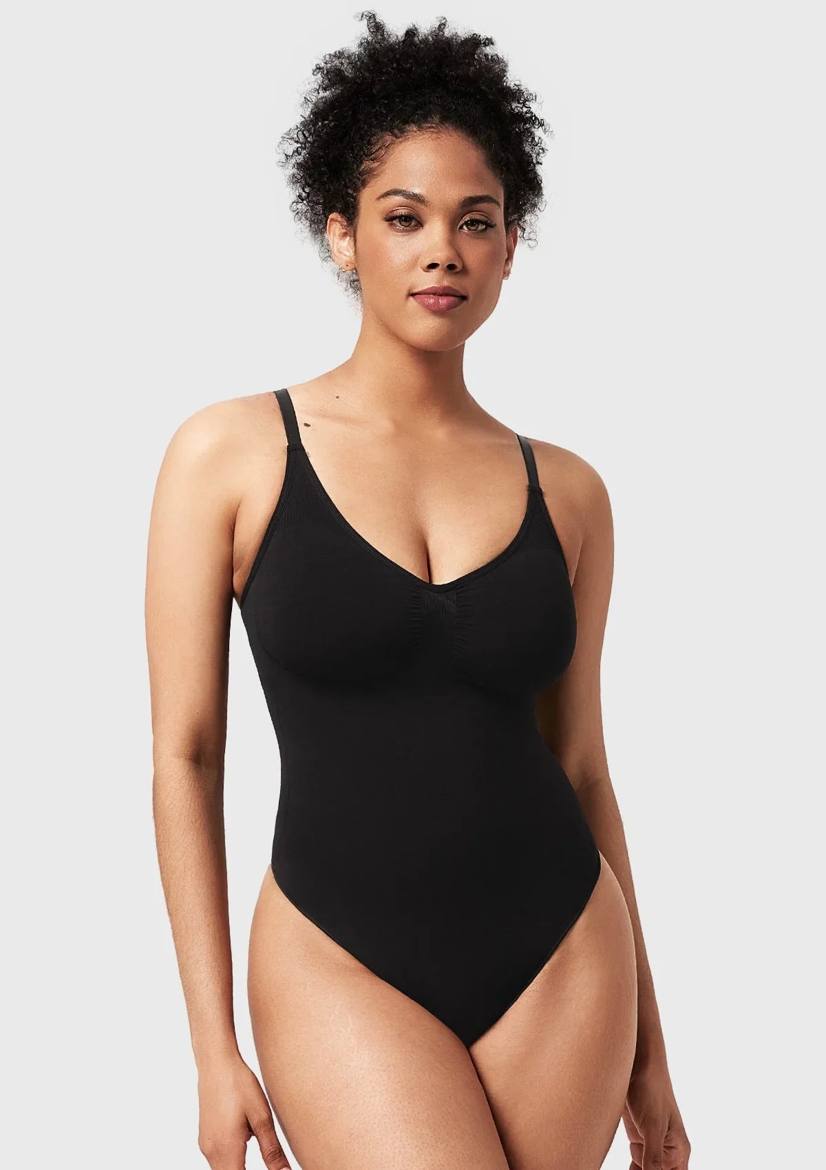Songful V-Neck Tummy Control WireFree Seamless Bodysuit One Piece Shapewear - HSIA