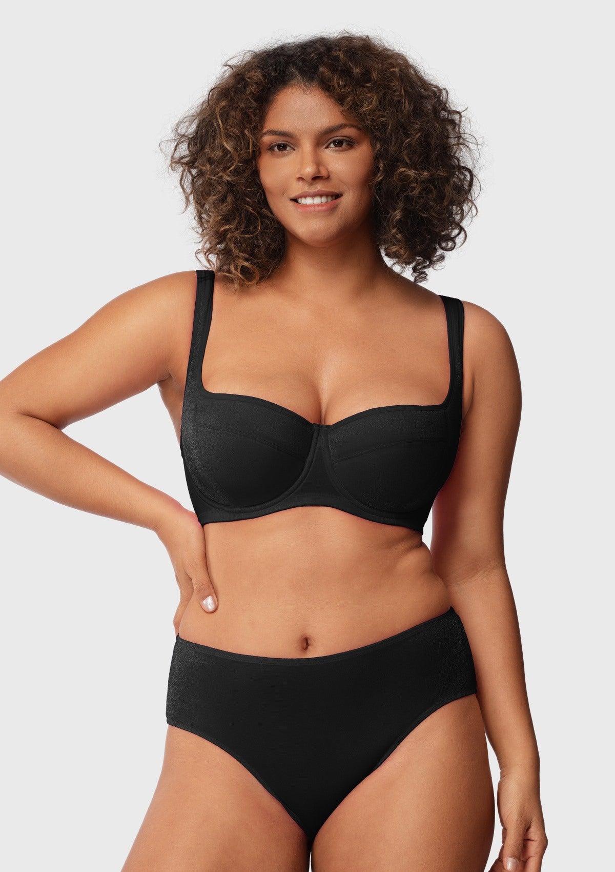 Starry Night Lightly Lined Lightly Padded Plus Size Balconette Bra - HSIA