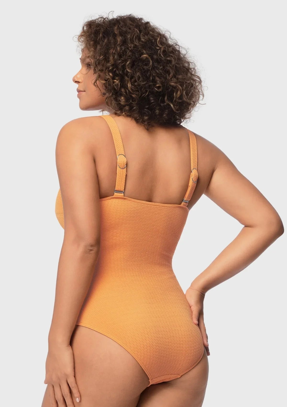 V-wire Plunge Textured One-piece Cutout Swimsuit - HSIA