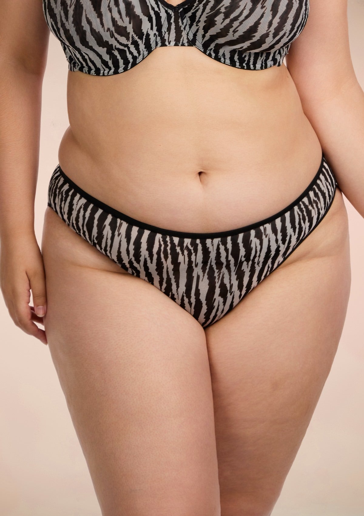 Zebra Wild Breathable Black Mesh Bikini Underwear - HSIA