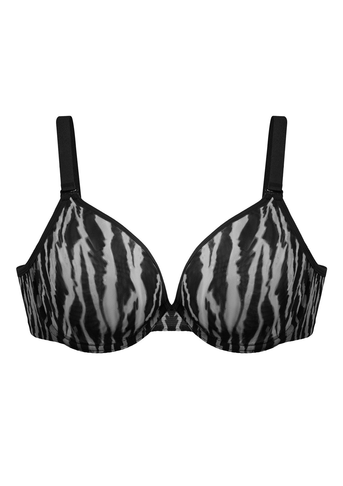 Zebra Wild Black Unlined Underwire Mesh Bra - HSIA