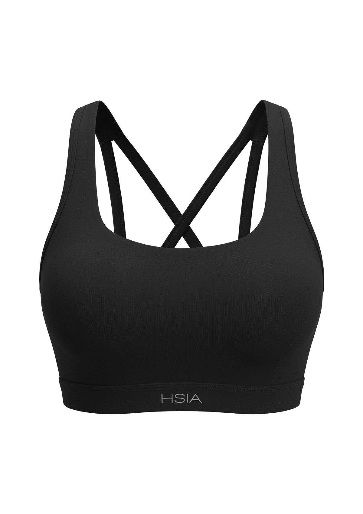 3D studio shot of the black Aura double strappy sports bra FYT0226 on a white background