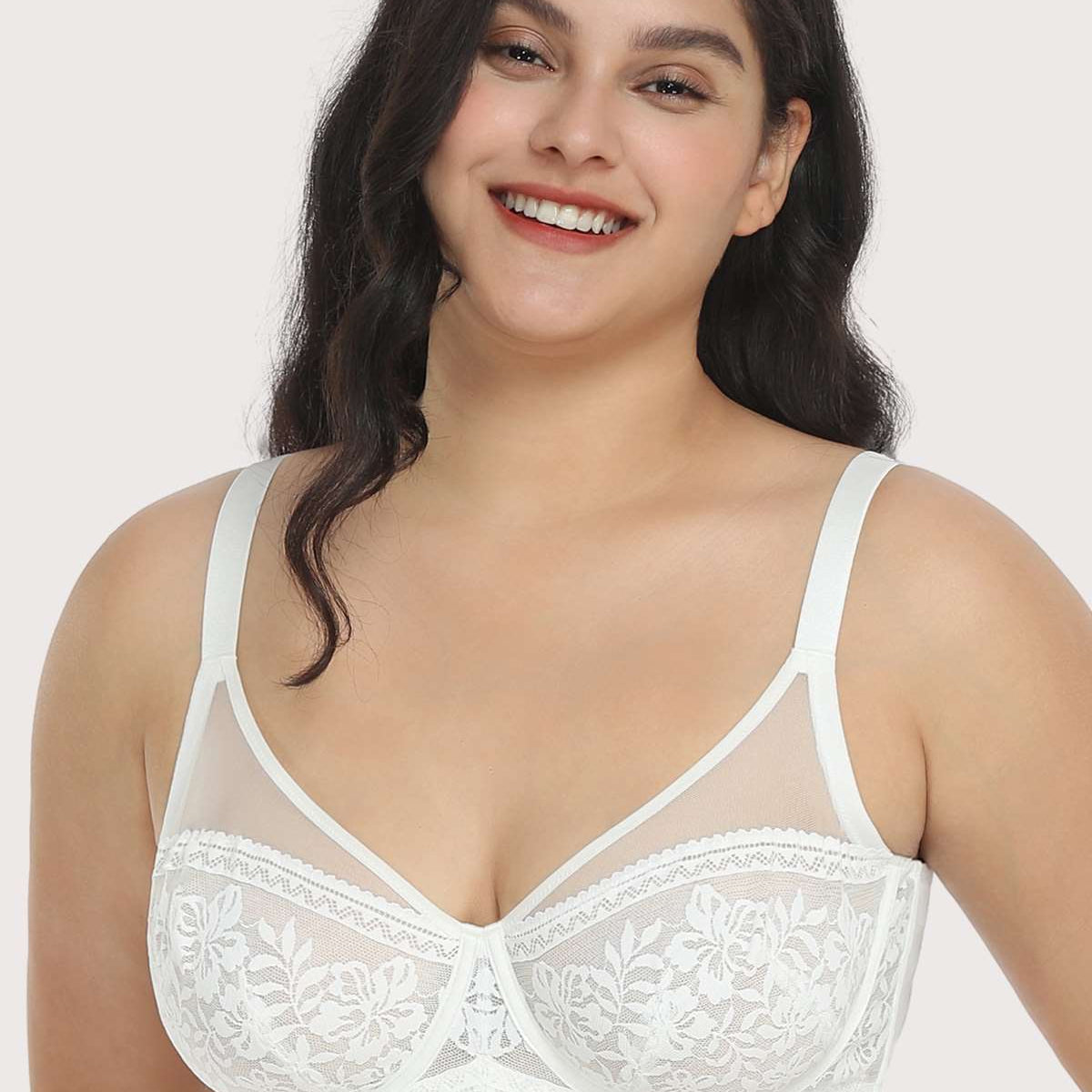 Gladioli White Lace Unlined Underwire Bra Set - HSIA