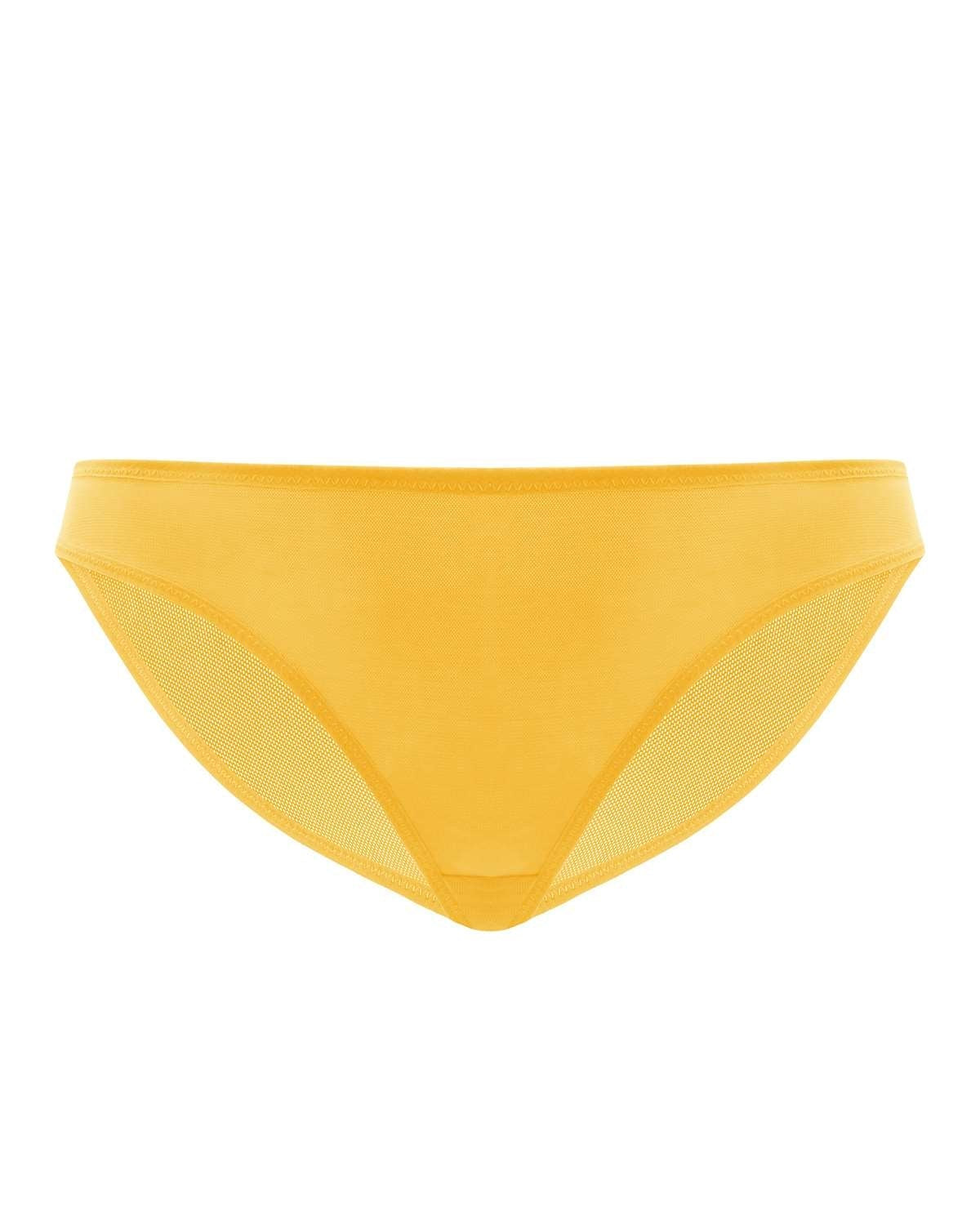 Billie Smooth Yellow Sheer Mesh Bikini Underwear - HSIA