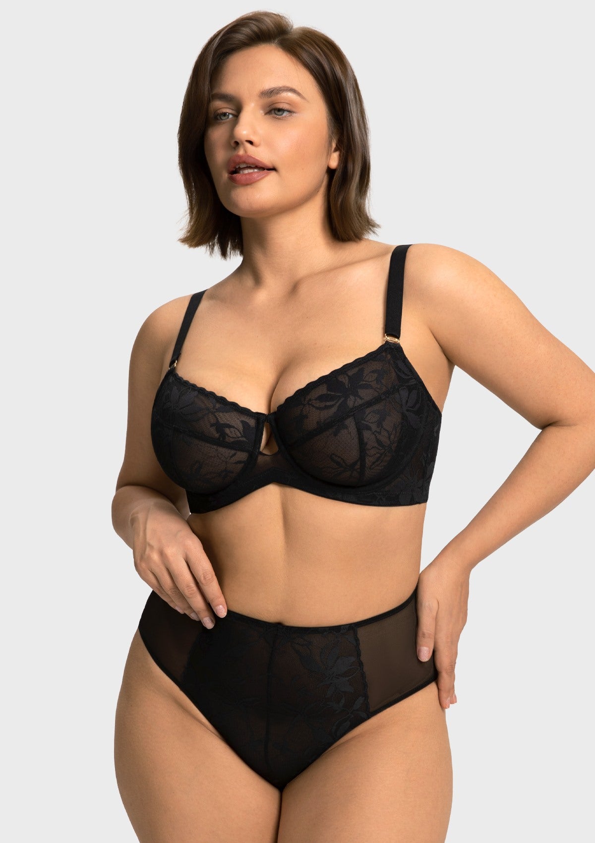 HSIA Petalia Plus Size Seamless Lace Underwire Balconette Demi No Padded Bra with High Elastic Fabric Delicate Lace Trim Cutout & Adjustable Straps - HSIA