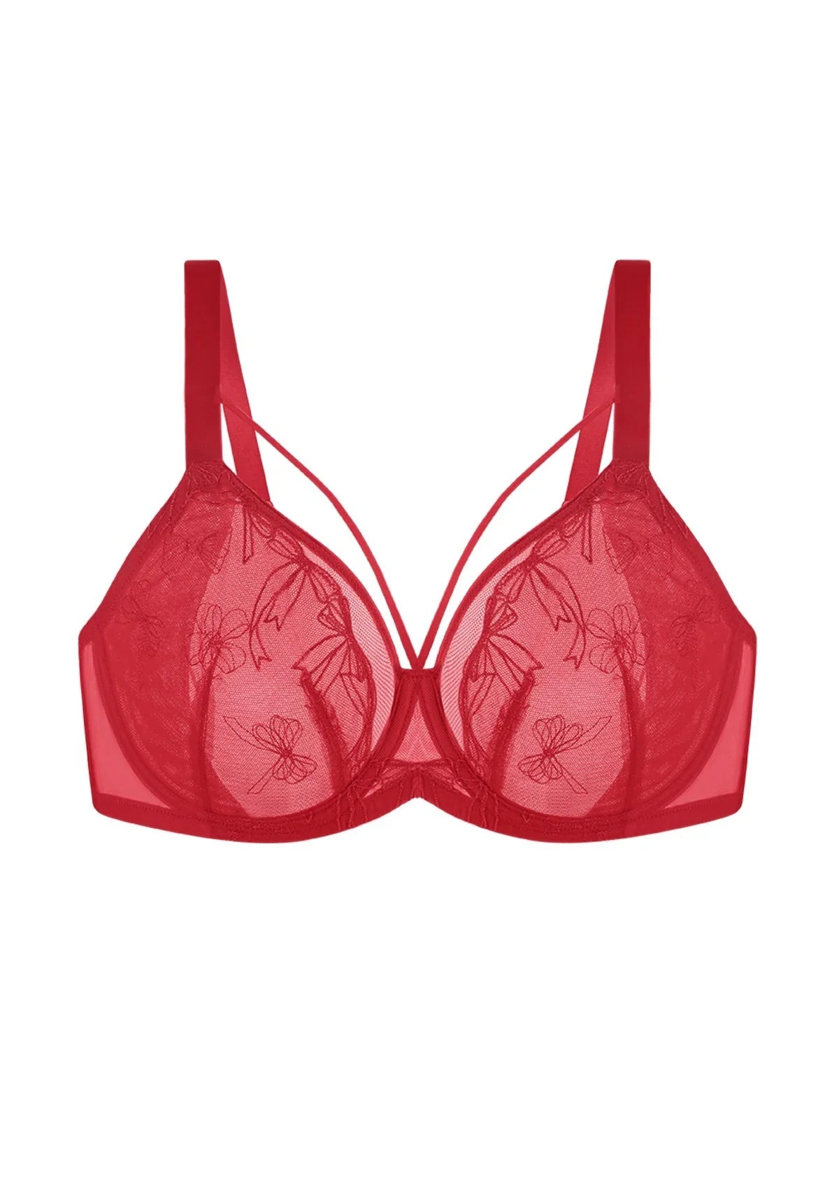 HSIA Renna Holiday Edit Embroidery Red Underwire Bra - HSIA