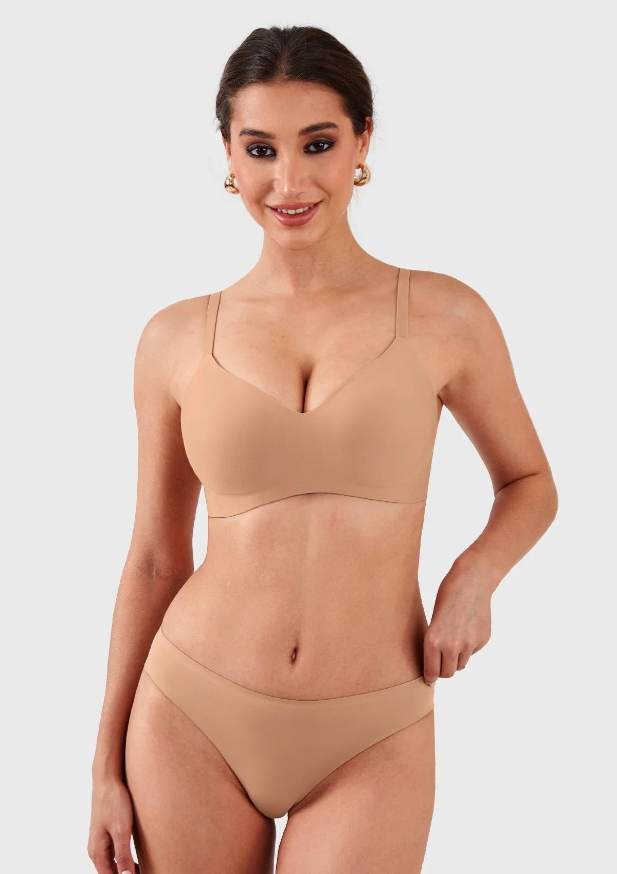 HSIA Ada Buttery Soft V-Neck Wireless Comfortable Bra No Underwire Supportive T-shirt Push Up Bralettes Plunge Seamless - HSIA