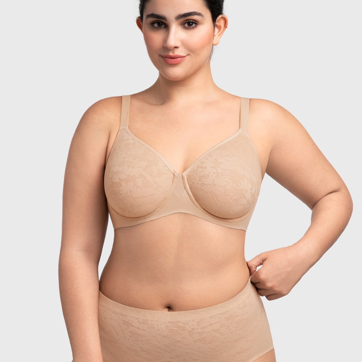 HSIA Auri Seamless Lace Support Bra Full Coverage Underwire Comfort Fit - HSIA