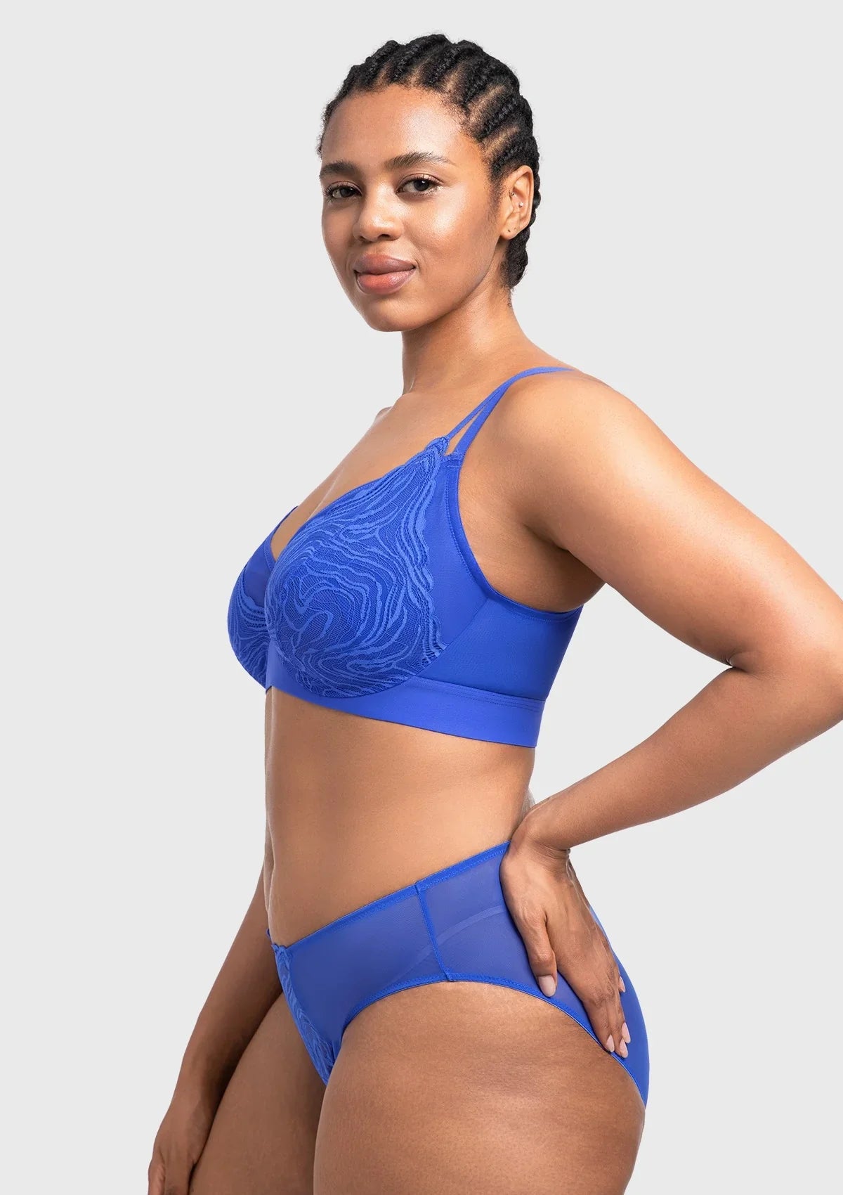 Serenata Flora Linear Lace Sheer Mesh Full Coverage Unlined Underwire Bra - HSIA