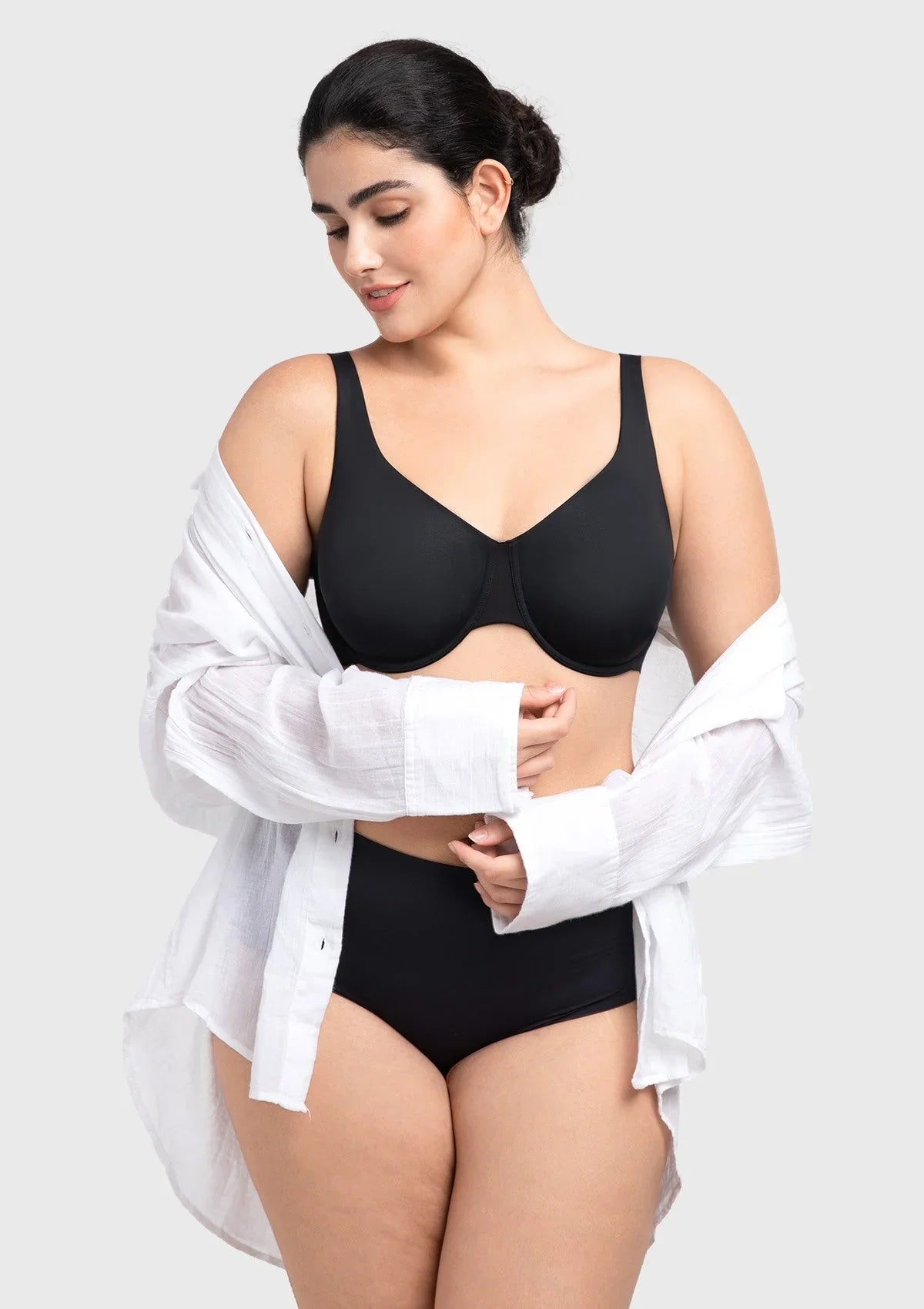 Full Coverage Plus Size T-Shirt Bra with Silky Satin Feel - HSIA
