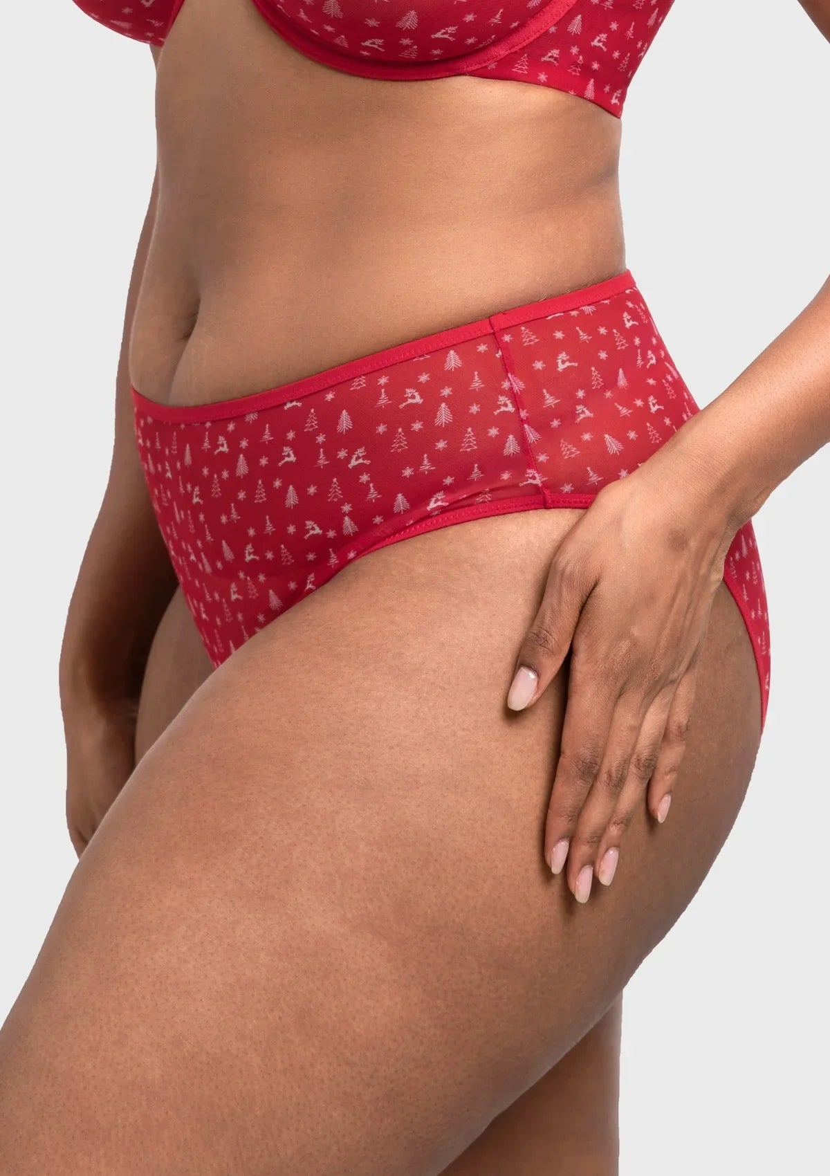 HSIA Christmas Holiday Edit Printed Mesh Panty Breathable Soft Full Coverage Comfort Fit - HSIA