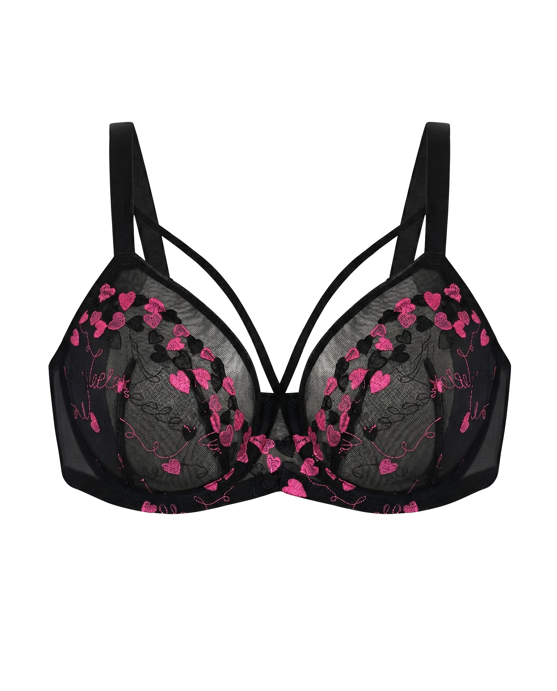 HSIA Renna Holiday Edit Embroidery Pink Lace Underwire Bra - HSIA