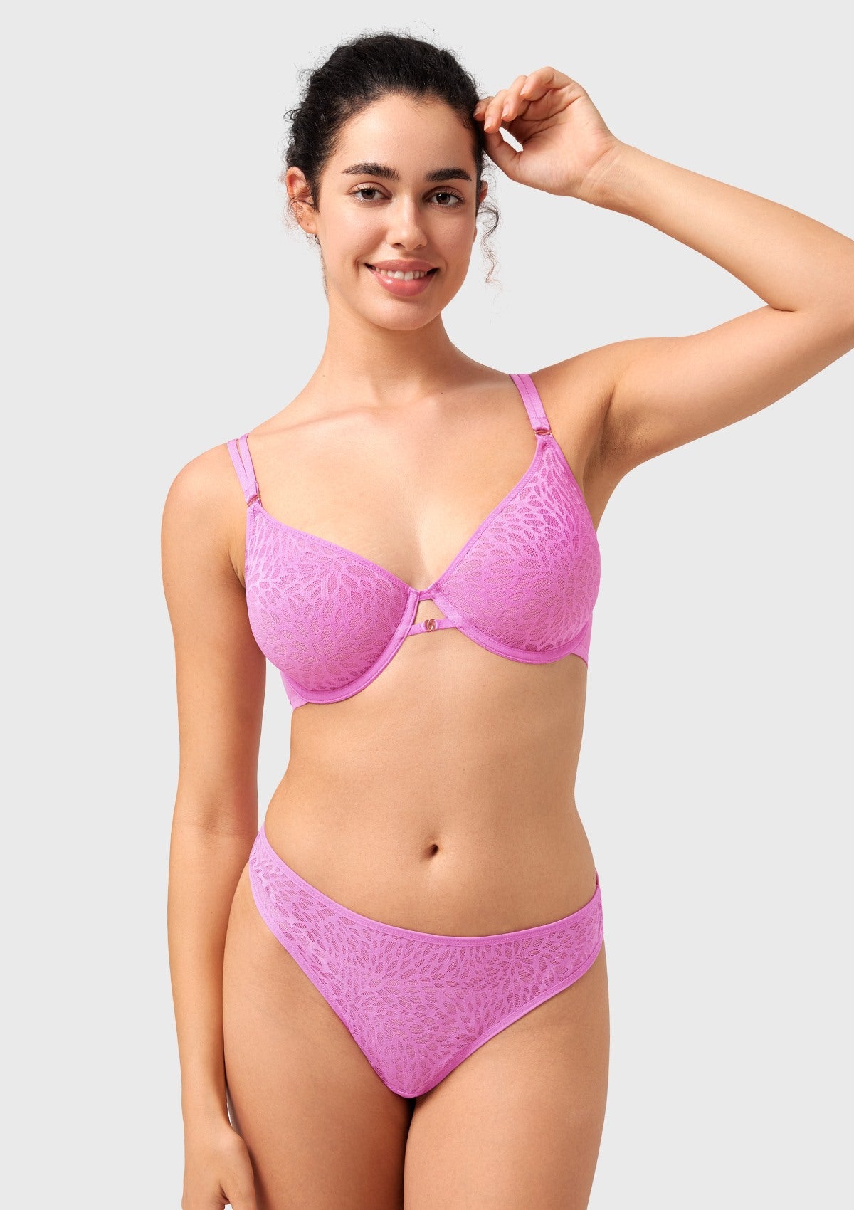 HSIA Vine Sexy Underwire Half-Cup Bra with Sheer Single-Layer Lace - HSIA