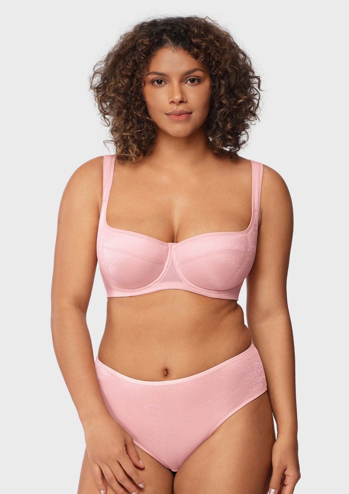 Starry Night Lightly Lined Lightly Padded Plus Size Pink Balconette Bra - HSIA