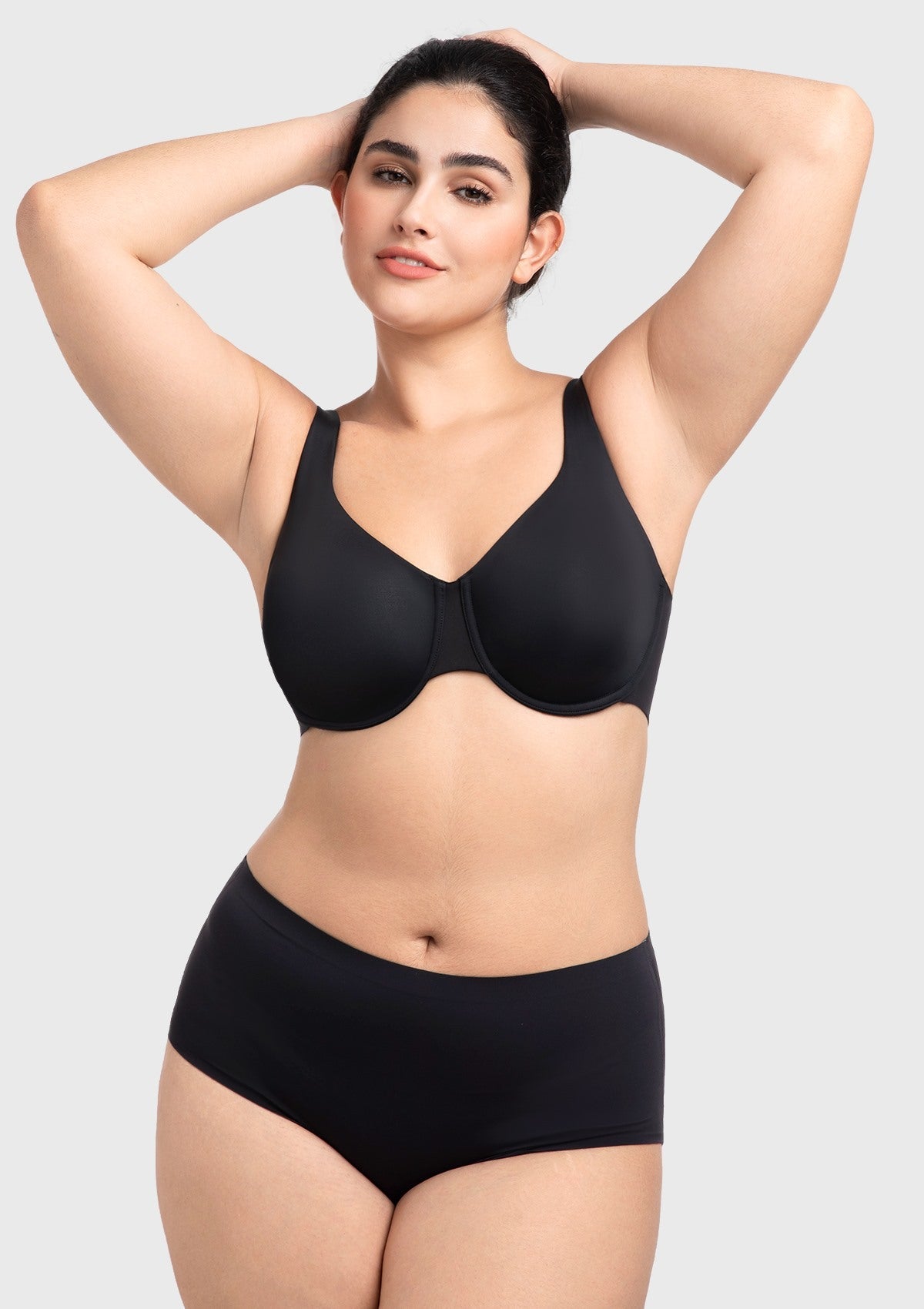 Full Coverage Plus Size T-Shirt Bra with Silky Satin Feel - HSIA
