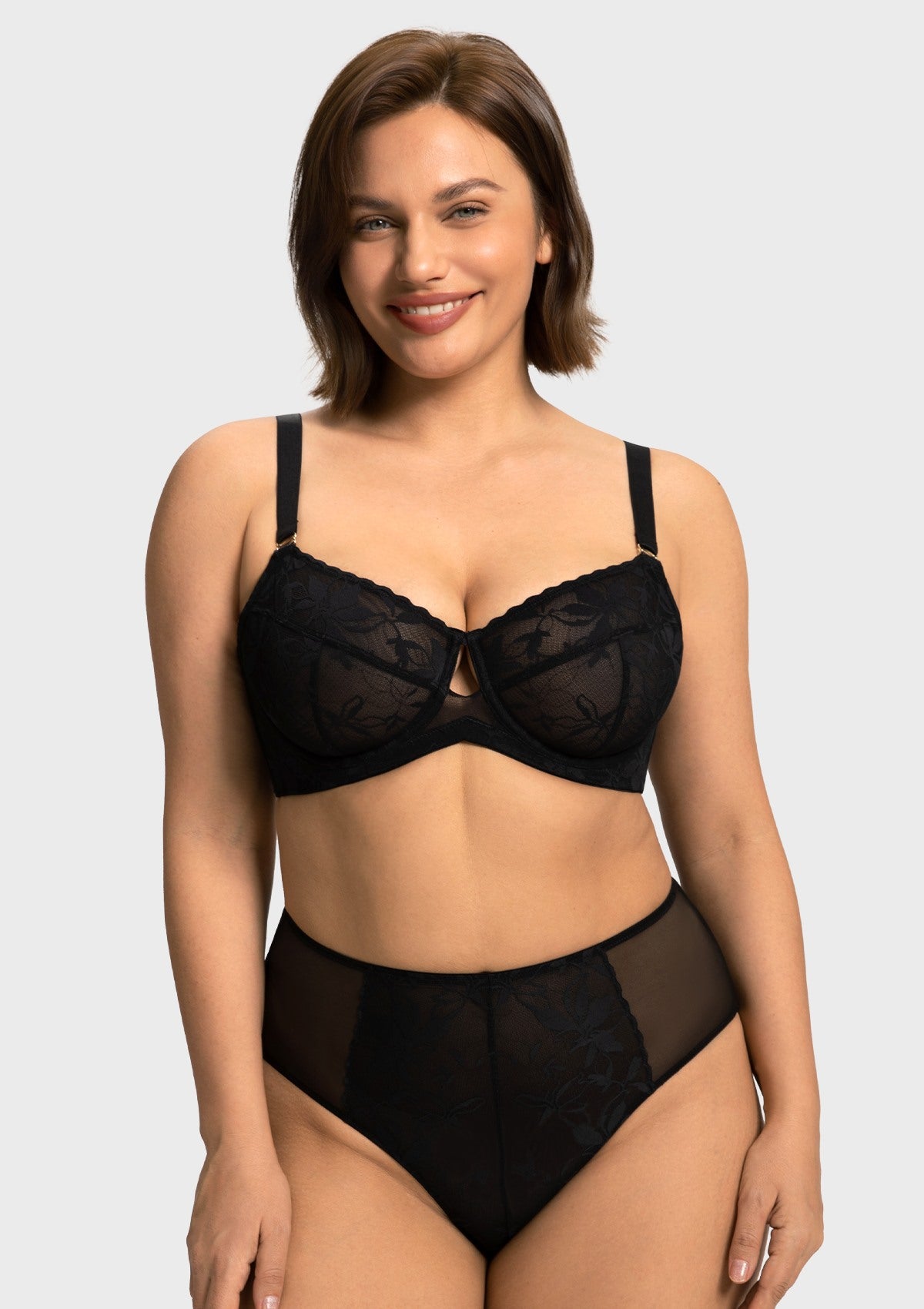 HSIA Petalia Plus Size Seamless Lace Underwire Balconette Demi No Padded Bra with High Elastic Fabric Delicate Lace Trim Cutout & Adjustable Straps - HSIA