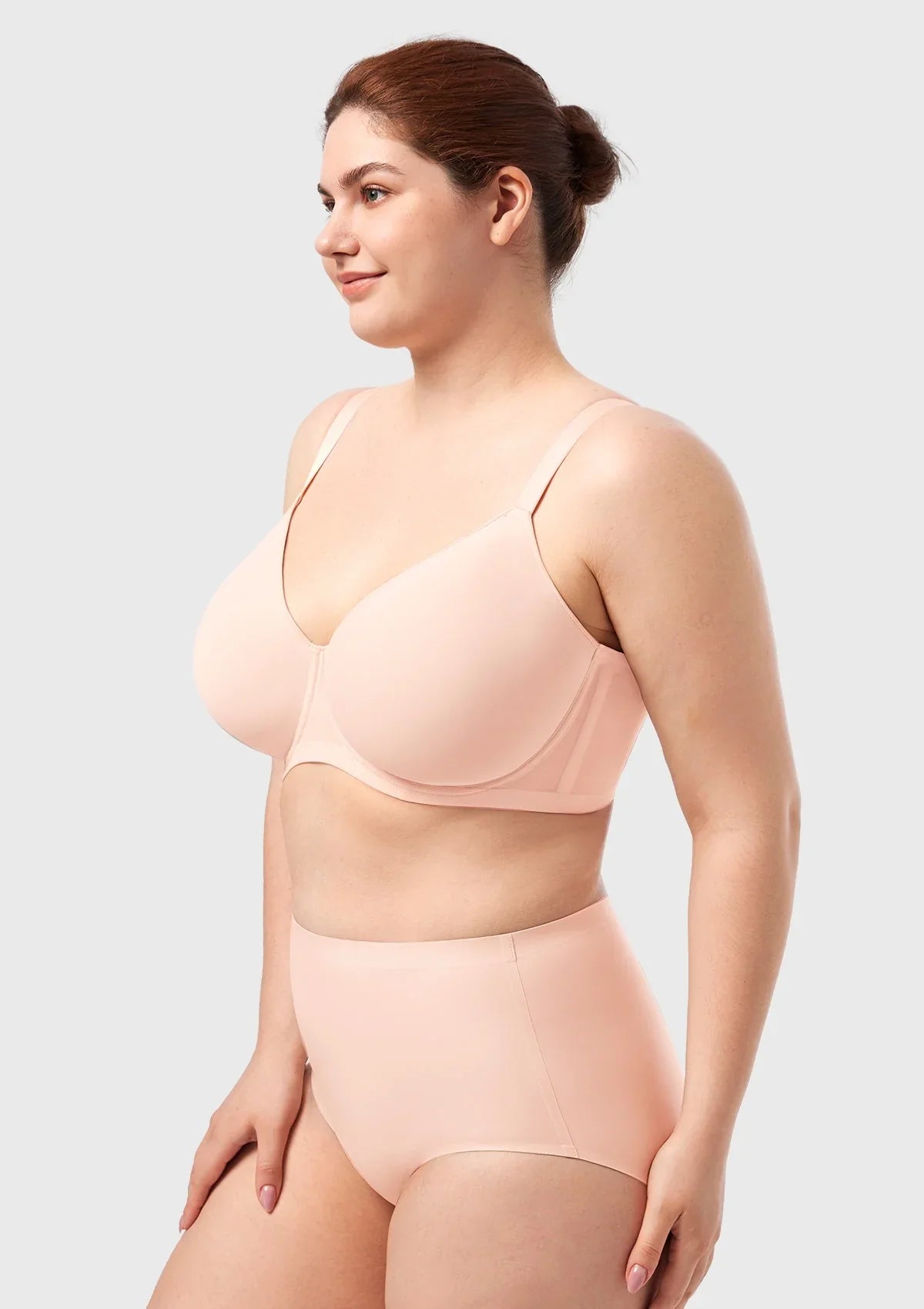 AirMesh Dark Beige Full Coverage Smooth Mesh Lightly Padded Lined Underwire T-Shirt Bra - HSIA
