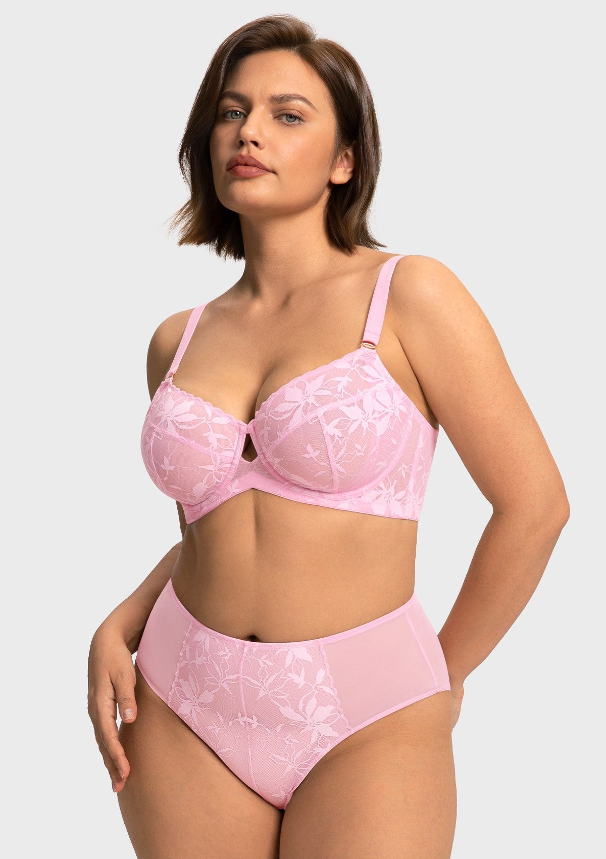 HSIA Petalia Plus Size Seamless Lace Underwire Balconette Demi No Padded Bra with High Elastic Fabric Delicate Lace Trim Cutout & Adjustable Straps - HSIA